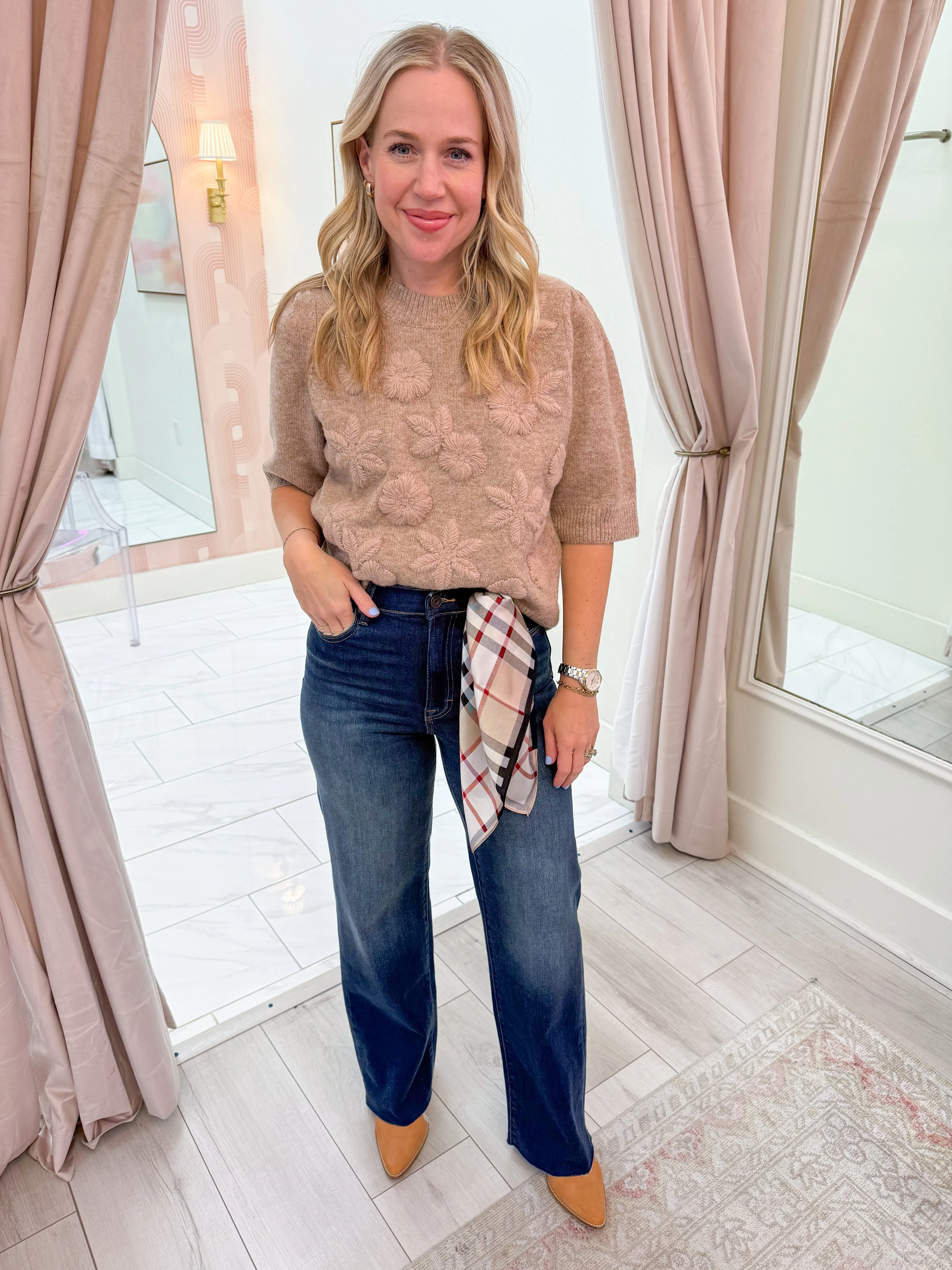 Brown Sugar Floral Sweater Top sold by Mimosa