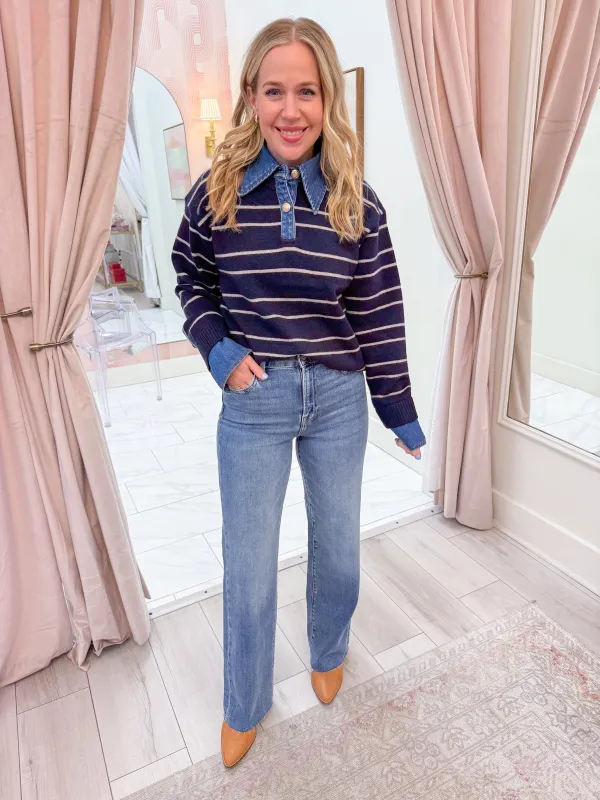 Hamptons Denim Collared Sweater sold by Mimosa