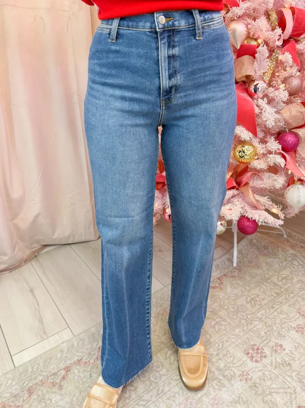 Pleaser High Rise Wide Ankle Indigo Wave sold by Mimosa