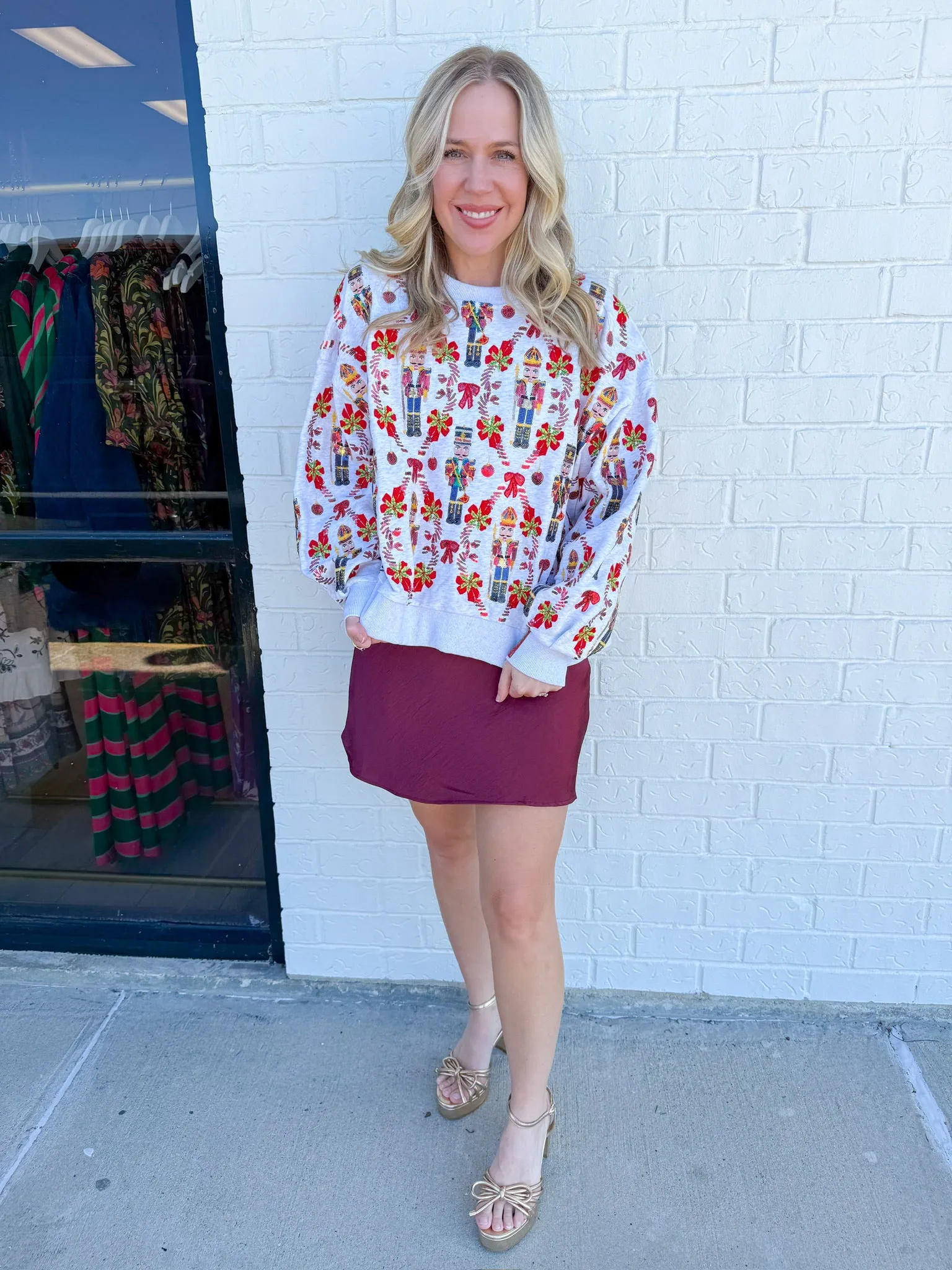 Nutcracker & Candy Cane Sweatshirt sold by Mimosa product image thumbnail 3