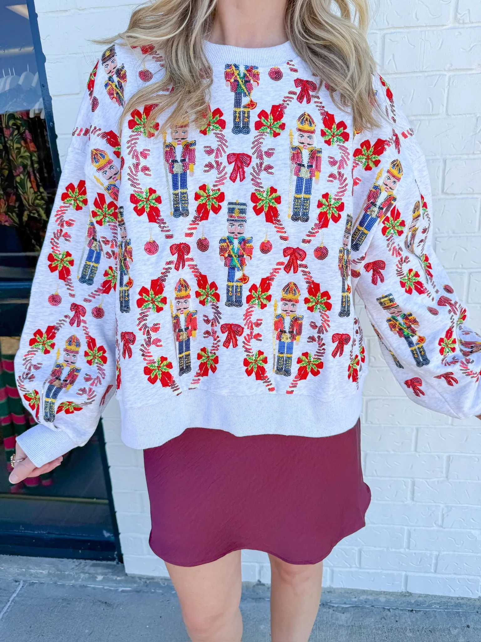 Nutcracker & Candy Cane Sweatshirt sold by Mimosa product image thumbnail 2