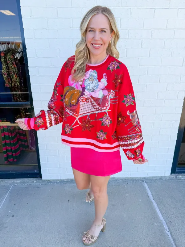 Vintage Poinsettia Santa Sweatshirt sold by Mimosa