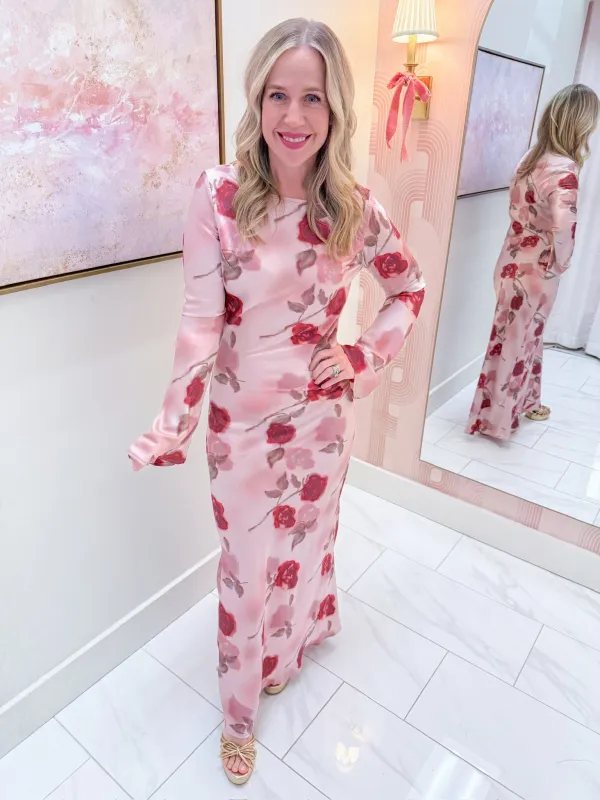 Georgie Satin Floral Maxi Dress sold by Mimosa