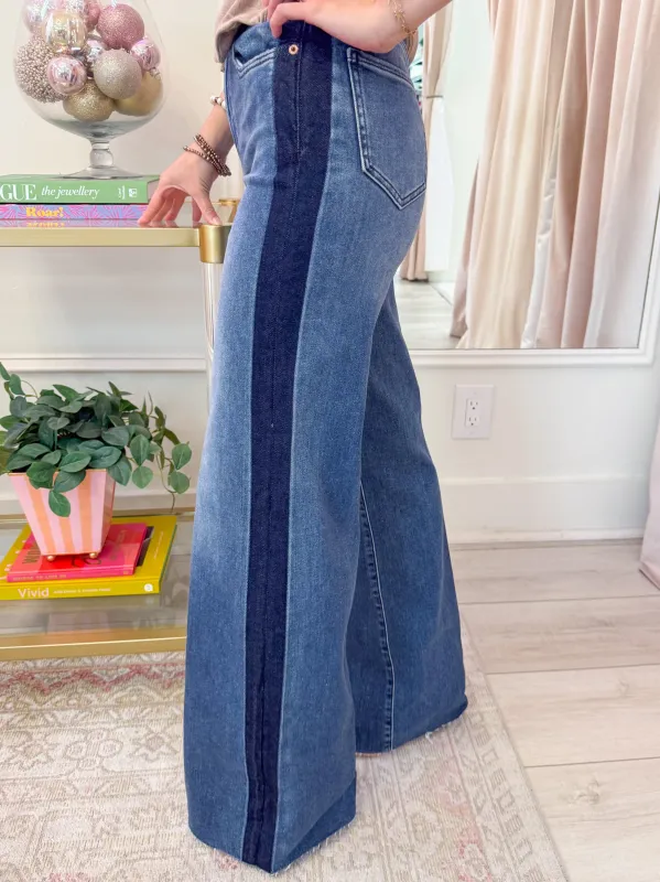 Far Out High Rise Wide Leg Tuxedo sold by Mimosa