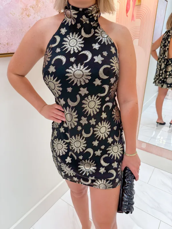 Lisa Mini Dress Celestial Shimmer Chiffon sold by Mimosa