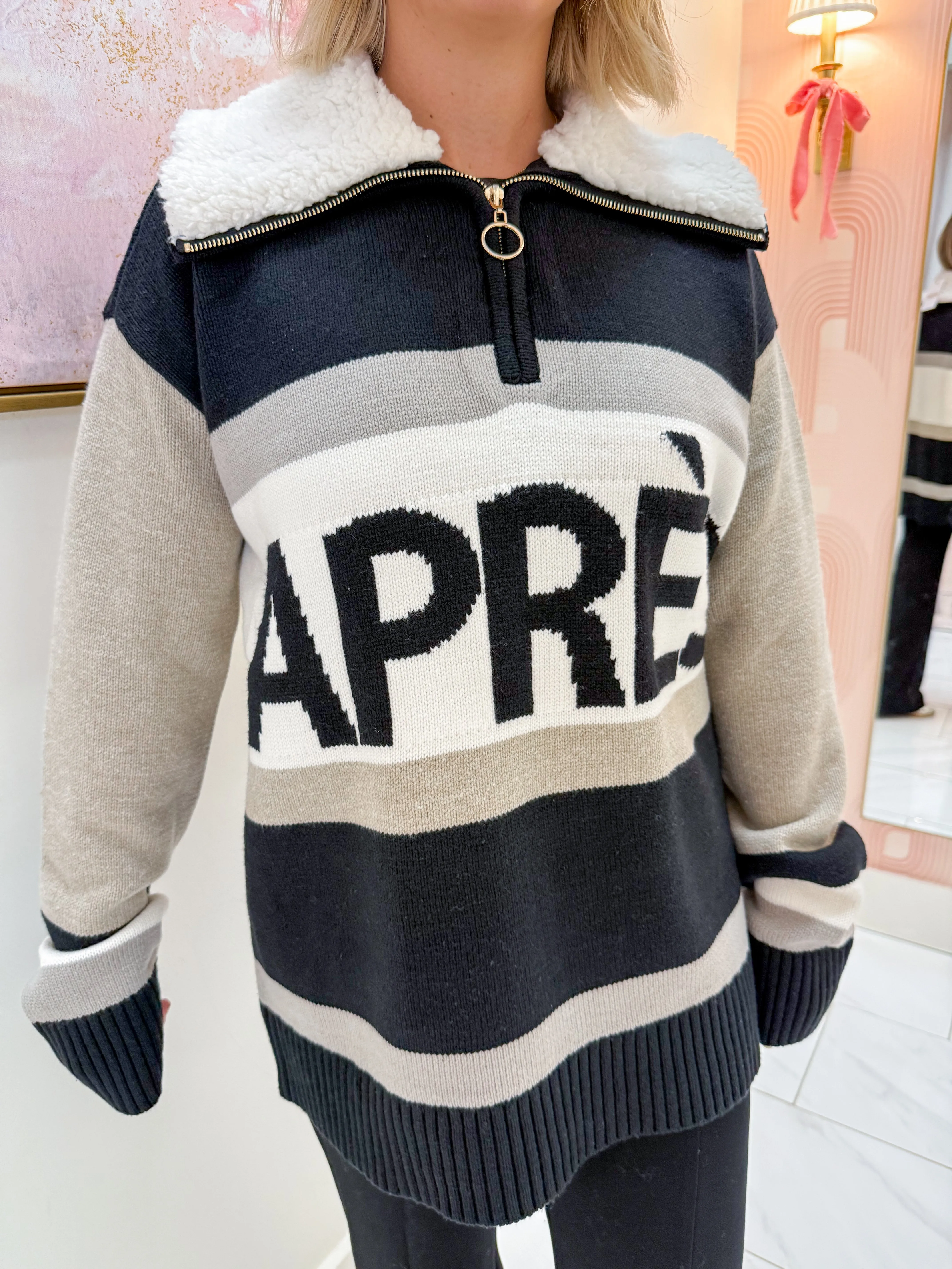 Weston Half Zip Pullover Apres Stripe Knit sold by Mimosa