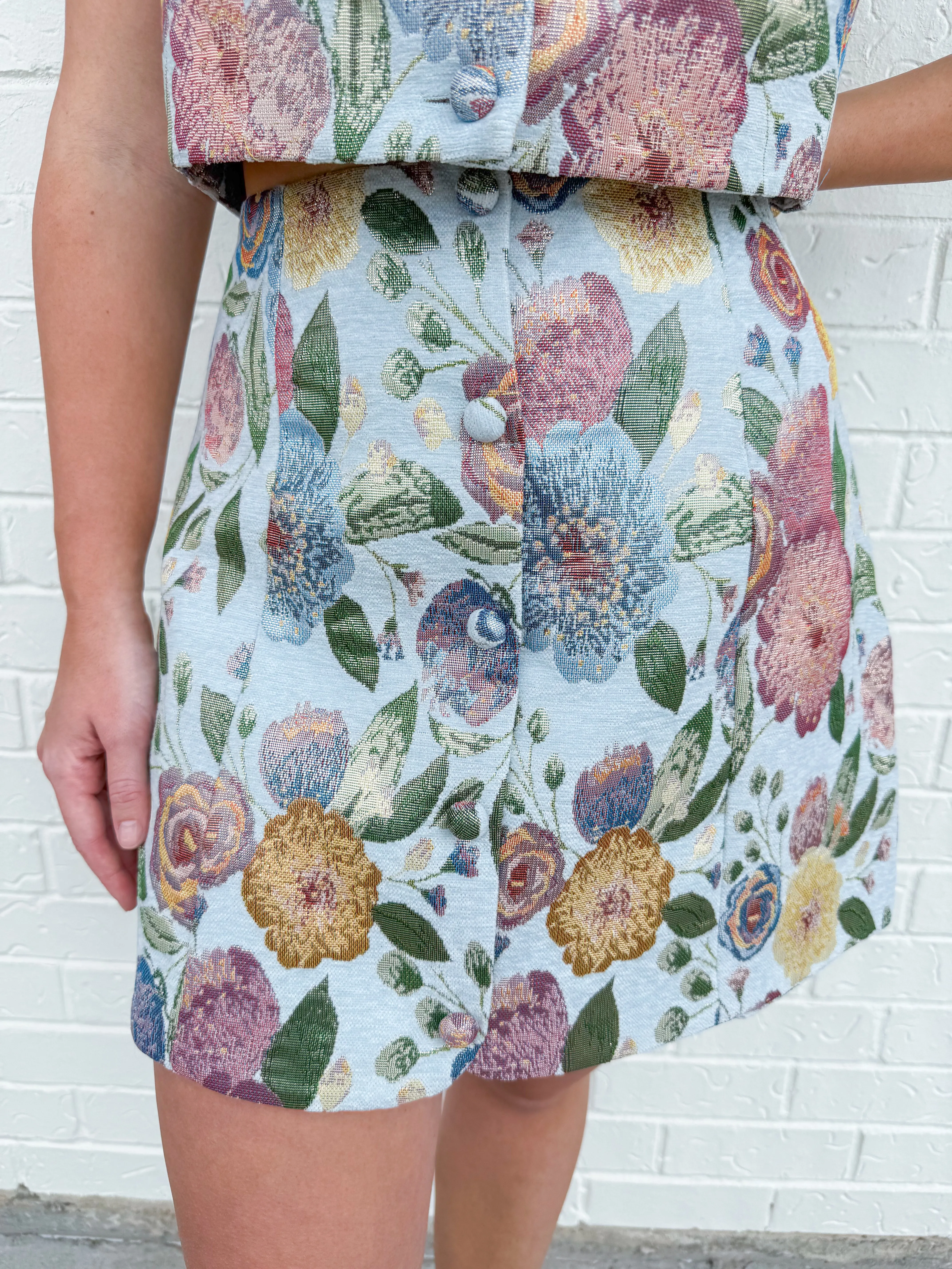 Duchess Floral Jacquard Mini Skirt sold by Mimosa product image thumbnail 2