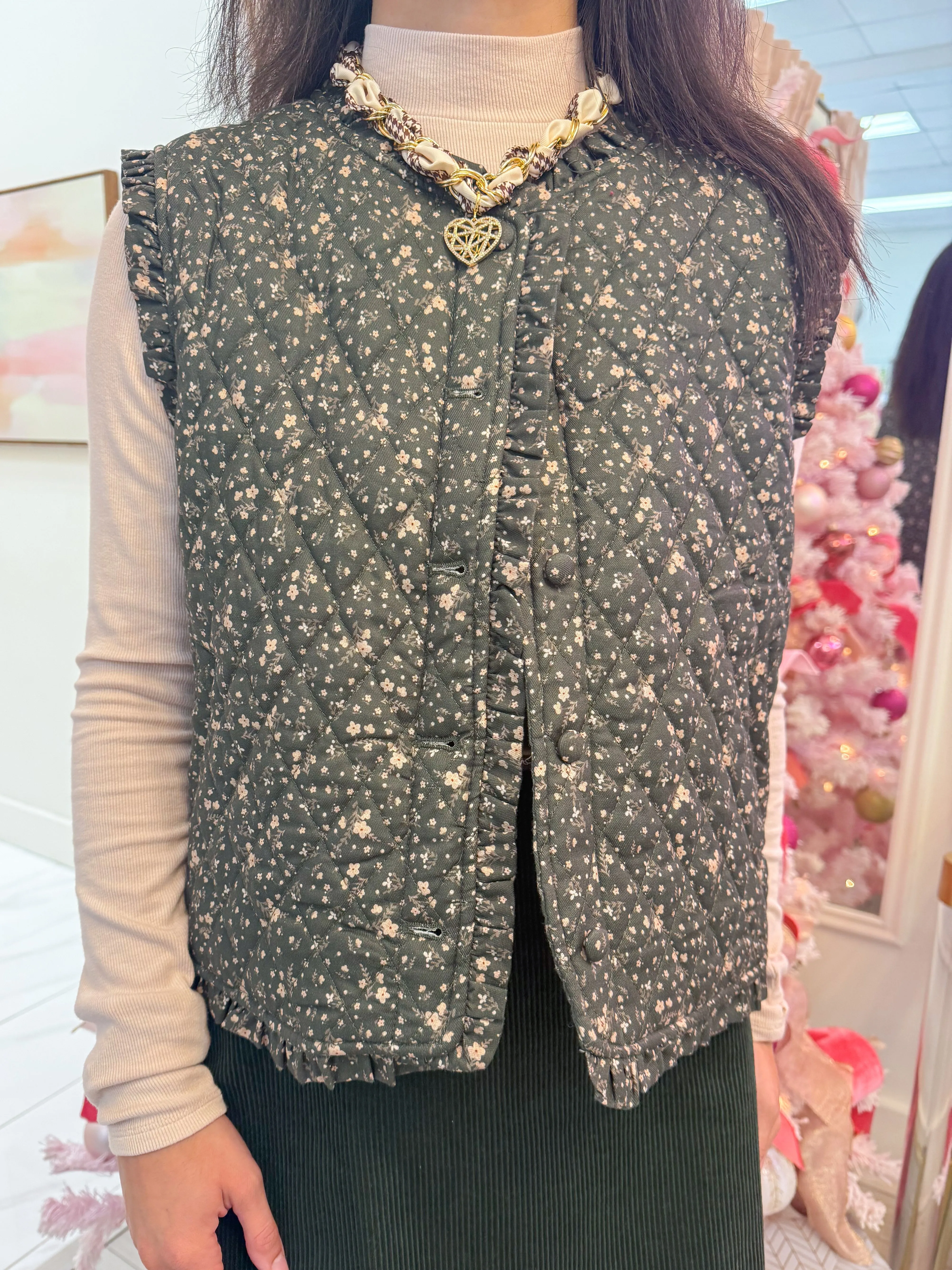 Ditsy Floral Quilted Vest sold by Mimosa product image thumbnail 2