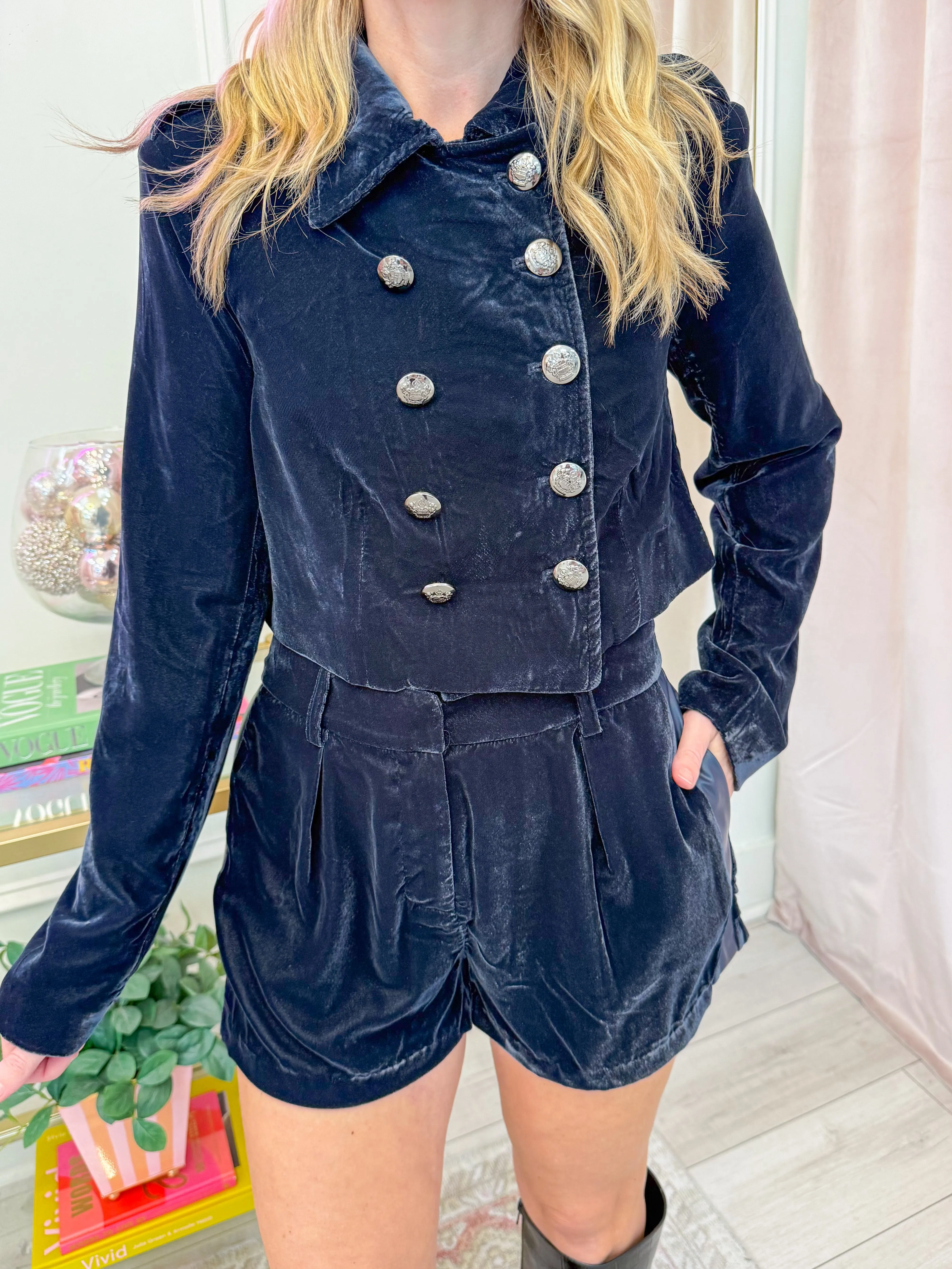 Tonia Velvet Crop Blazer sold by Mimosa product image thumbnail 2