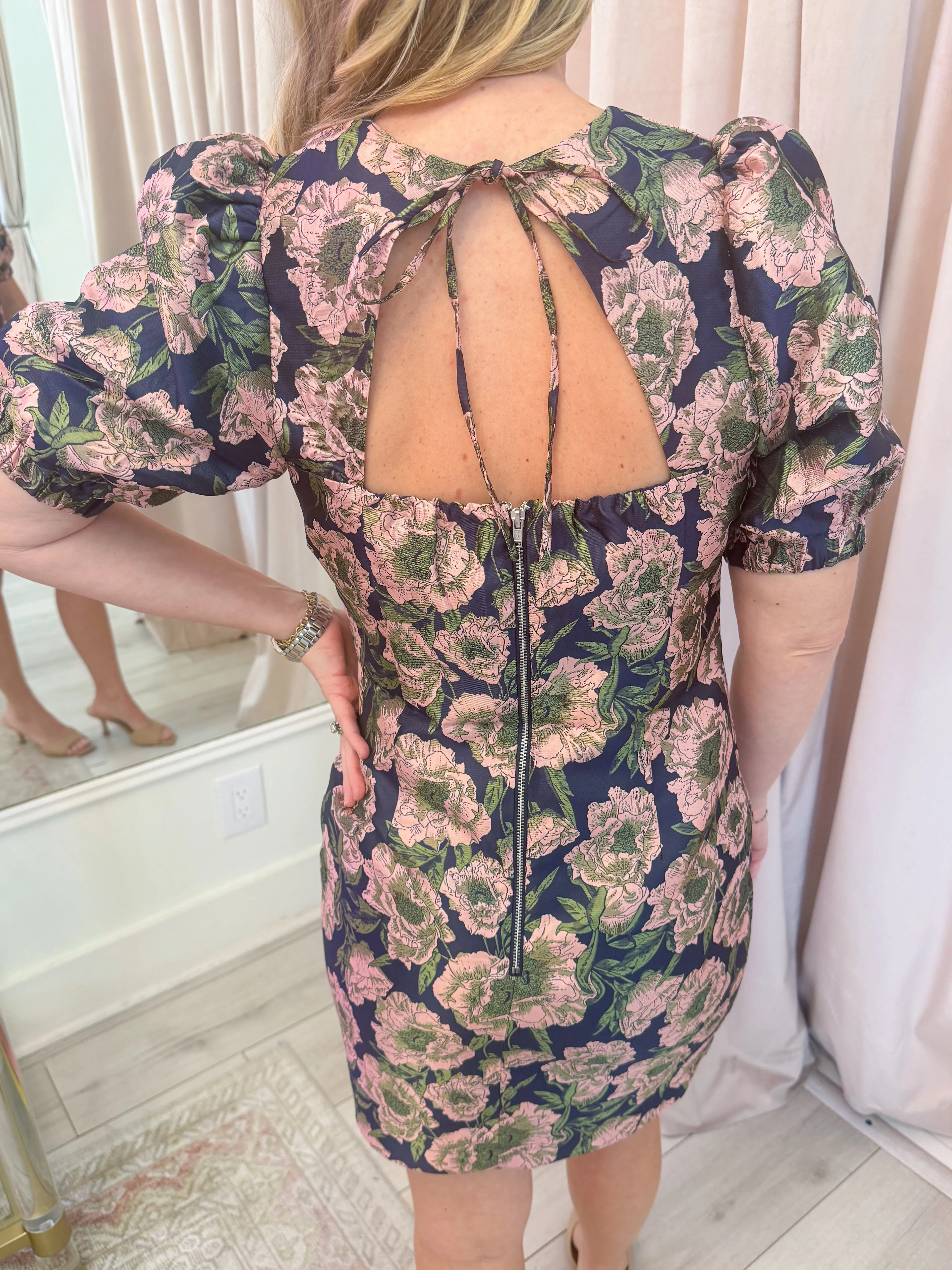 Primrose Puff Sleeve Jacquard Mini Dress sold by Mimosa product image thumbnail 3