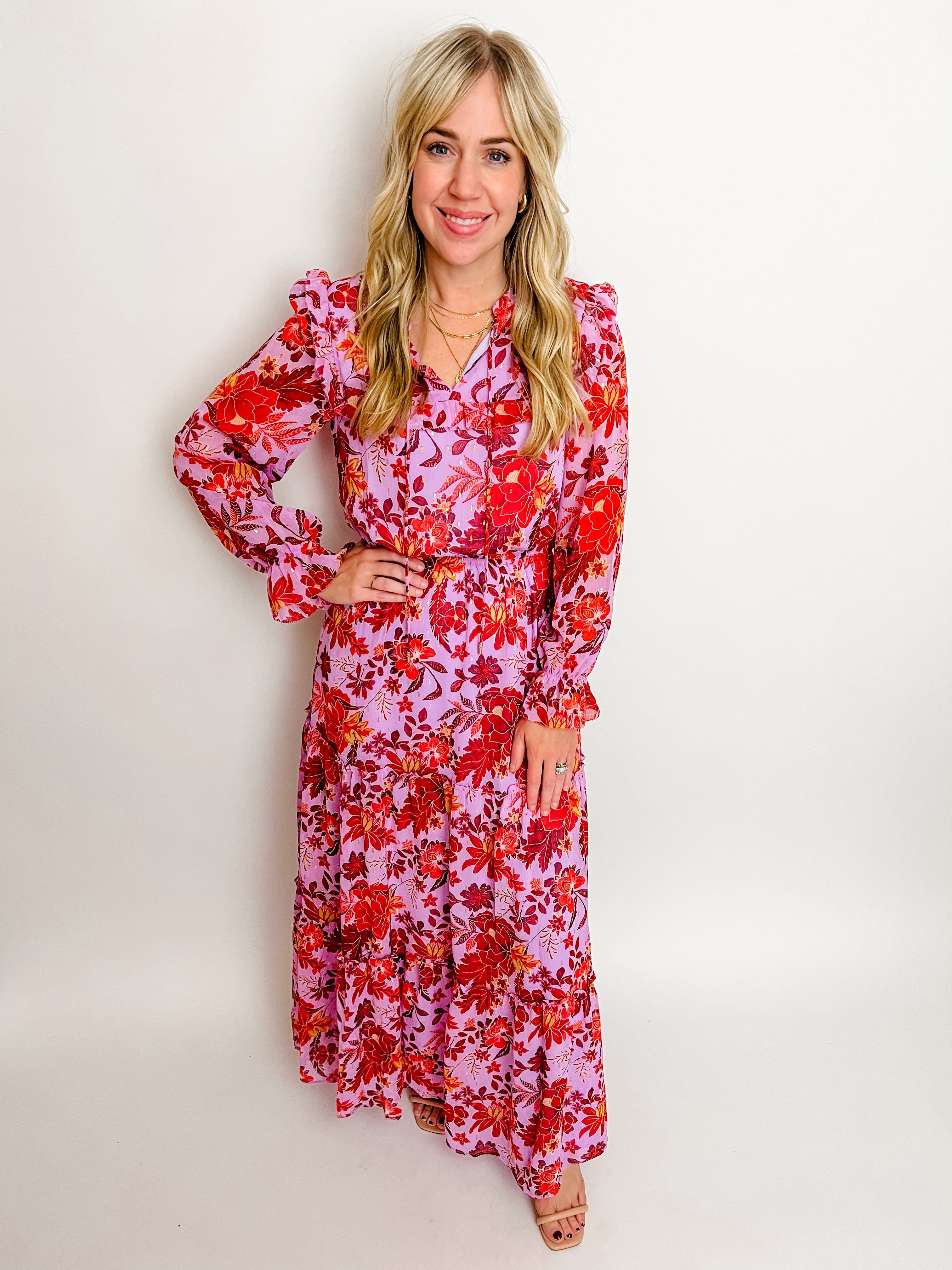 Charly Floral LS Maxi Dress sold by Mimosa