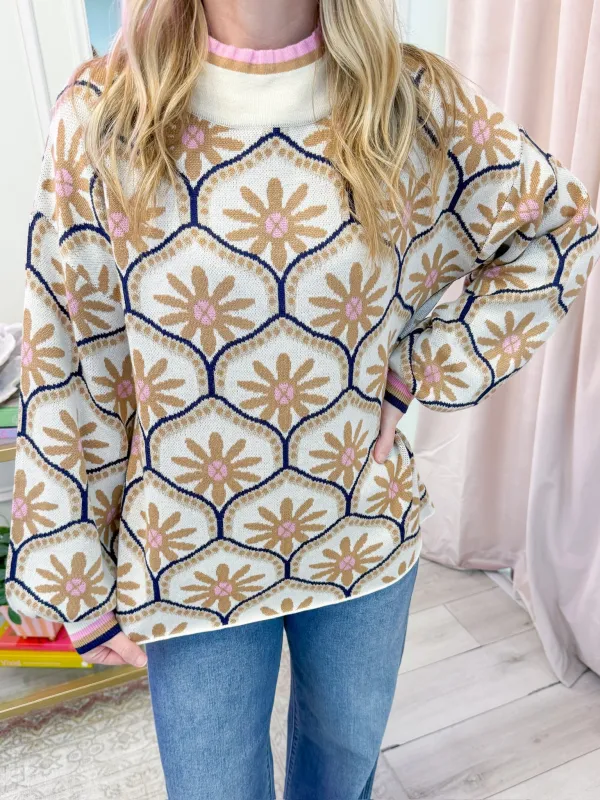 Fallyn Floral Mock Neck Sweater sold by Mimosa