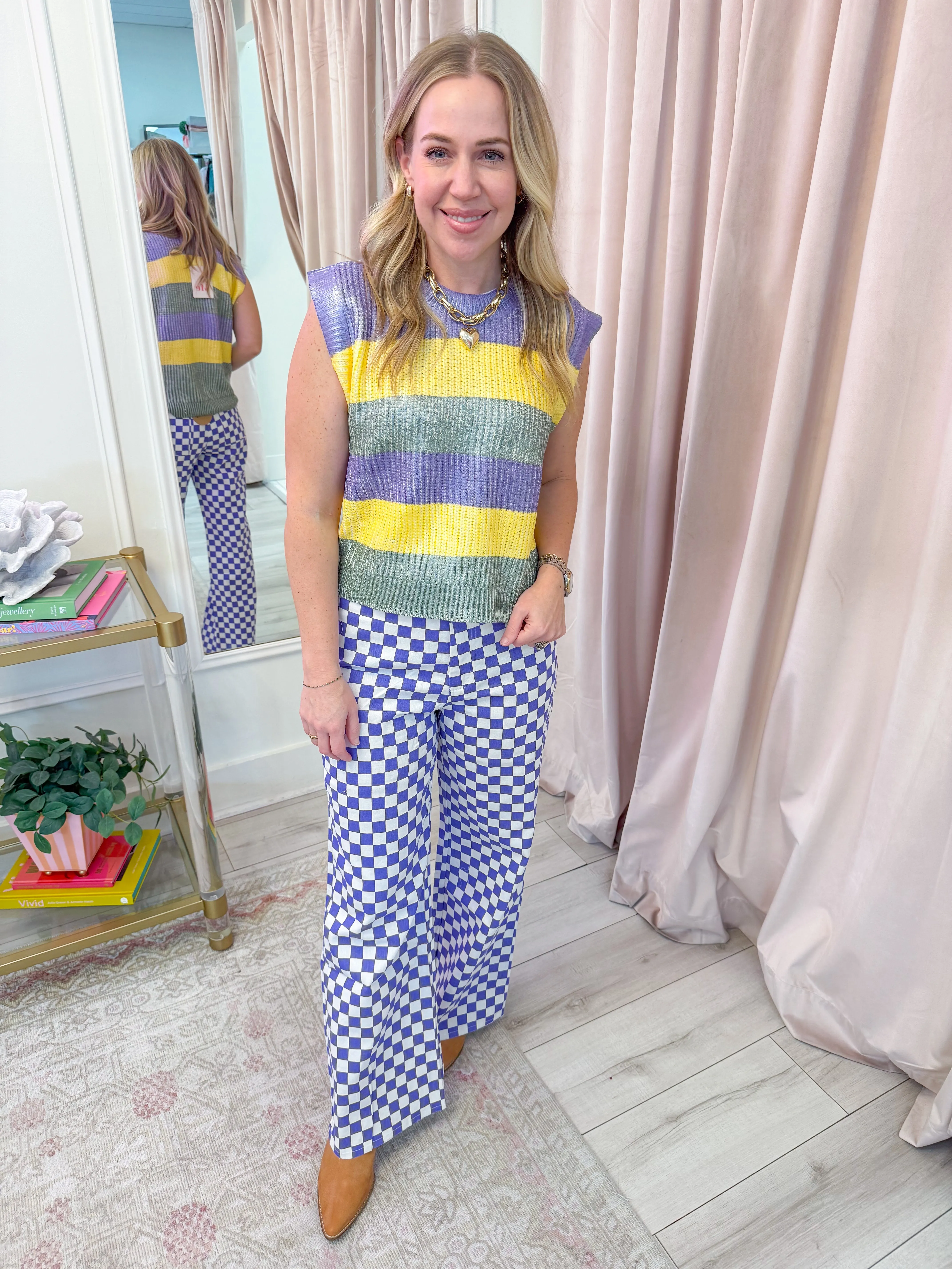 Metallic Mardi Gras Stripe Sweater Vest sold by Mimosa product image thumbnail 2