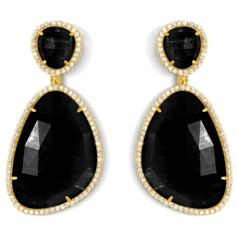 Bold Cat's Eye Earrings made by Mimosa