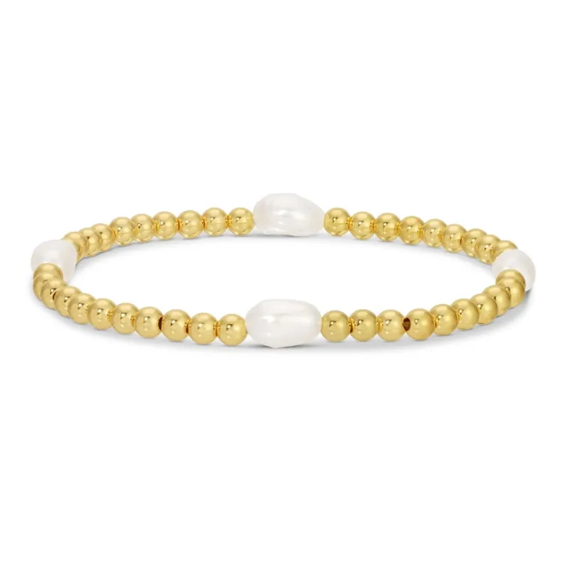 4mm Bead & Medium Pearl Stretch Bracelet sold by Mimosa