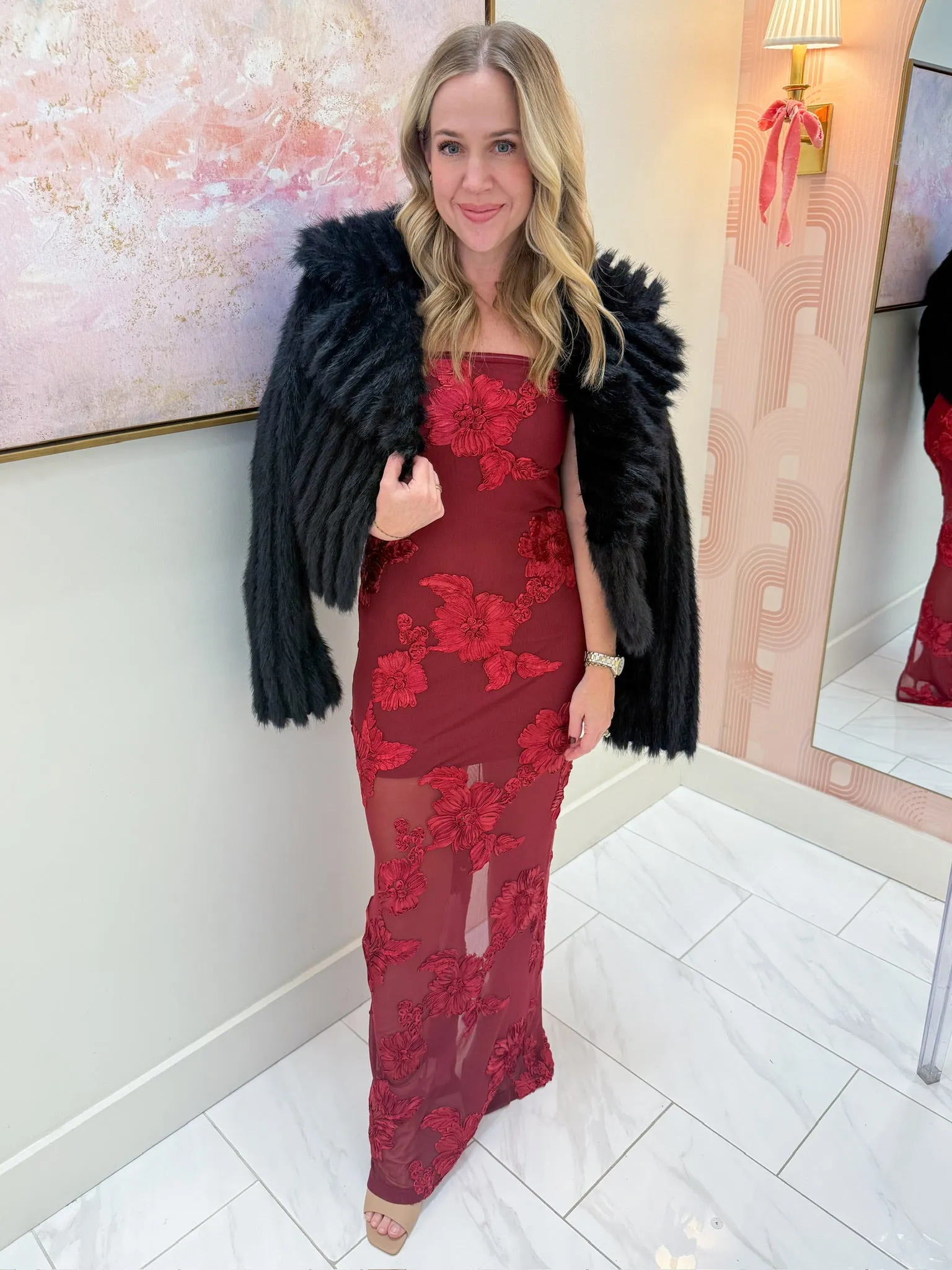 Strapless Pressed Floral Maxi Dress sold by Mimosa product image thumbnail 3