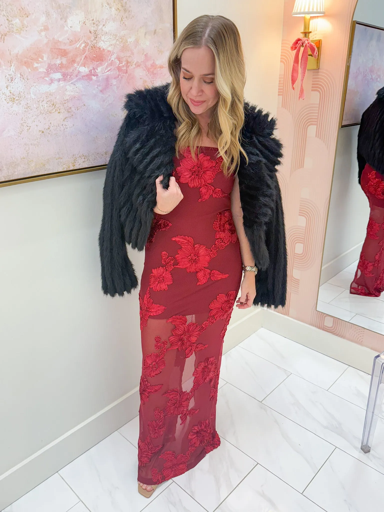 Strapless Pressed Floral Maxi Dress sold by Mimosa product image thumbnail 4