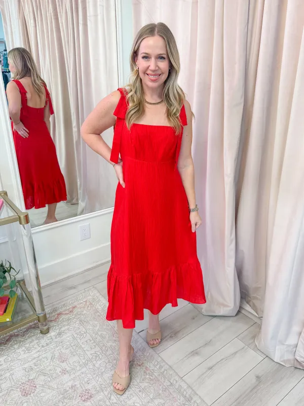 Ingrid Bow Strap Midi Dress made by Adelyn Rae