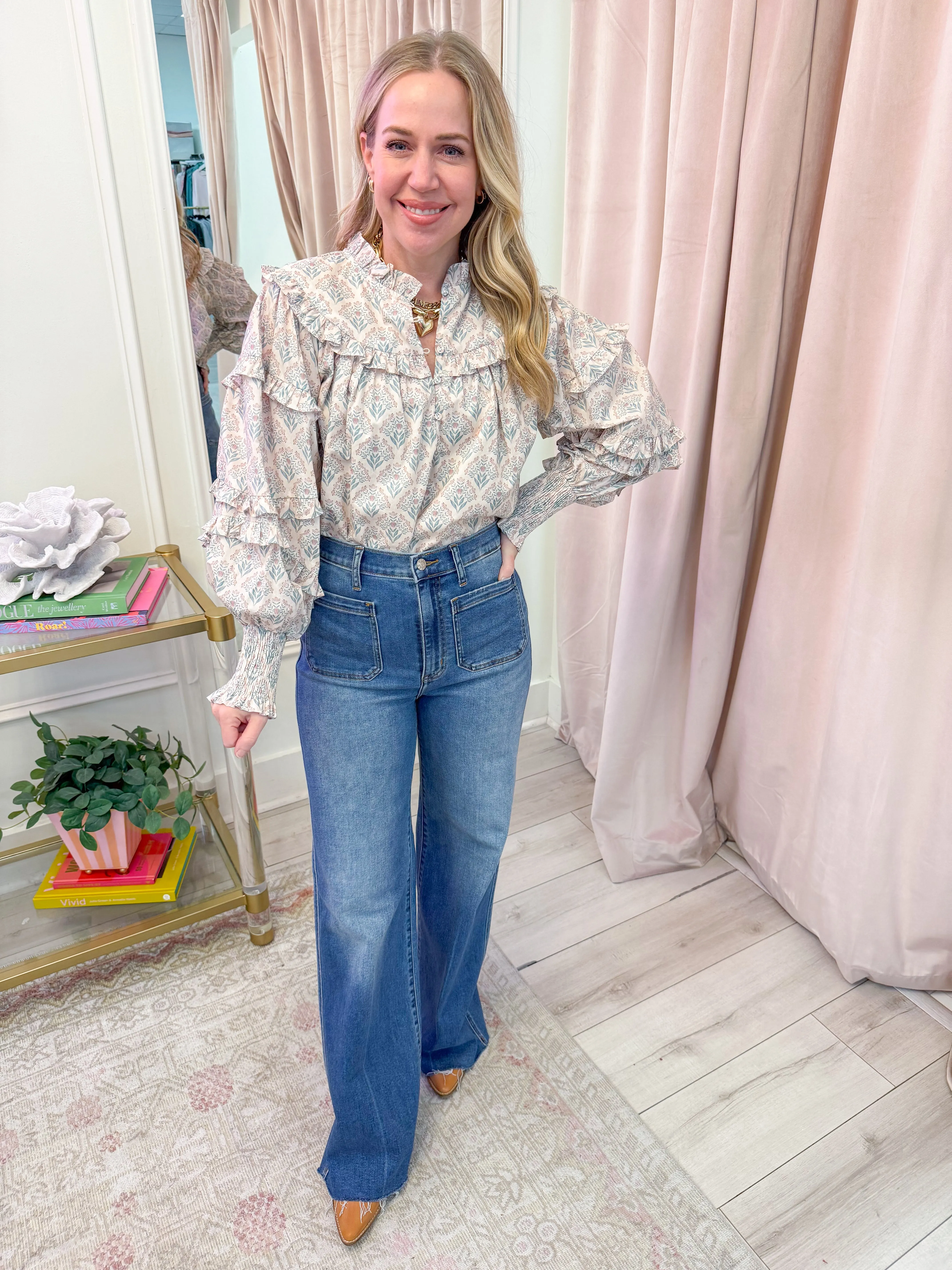 Tilley Floral Ruffle Sleeve Blouse sold by Mimosa