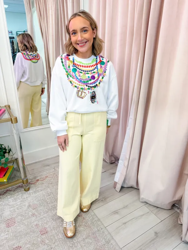 Mardi Gras Queen Beads Sweatshirt made by Mimosa