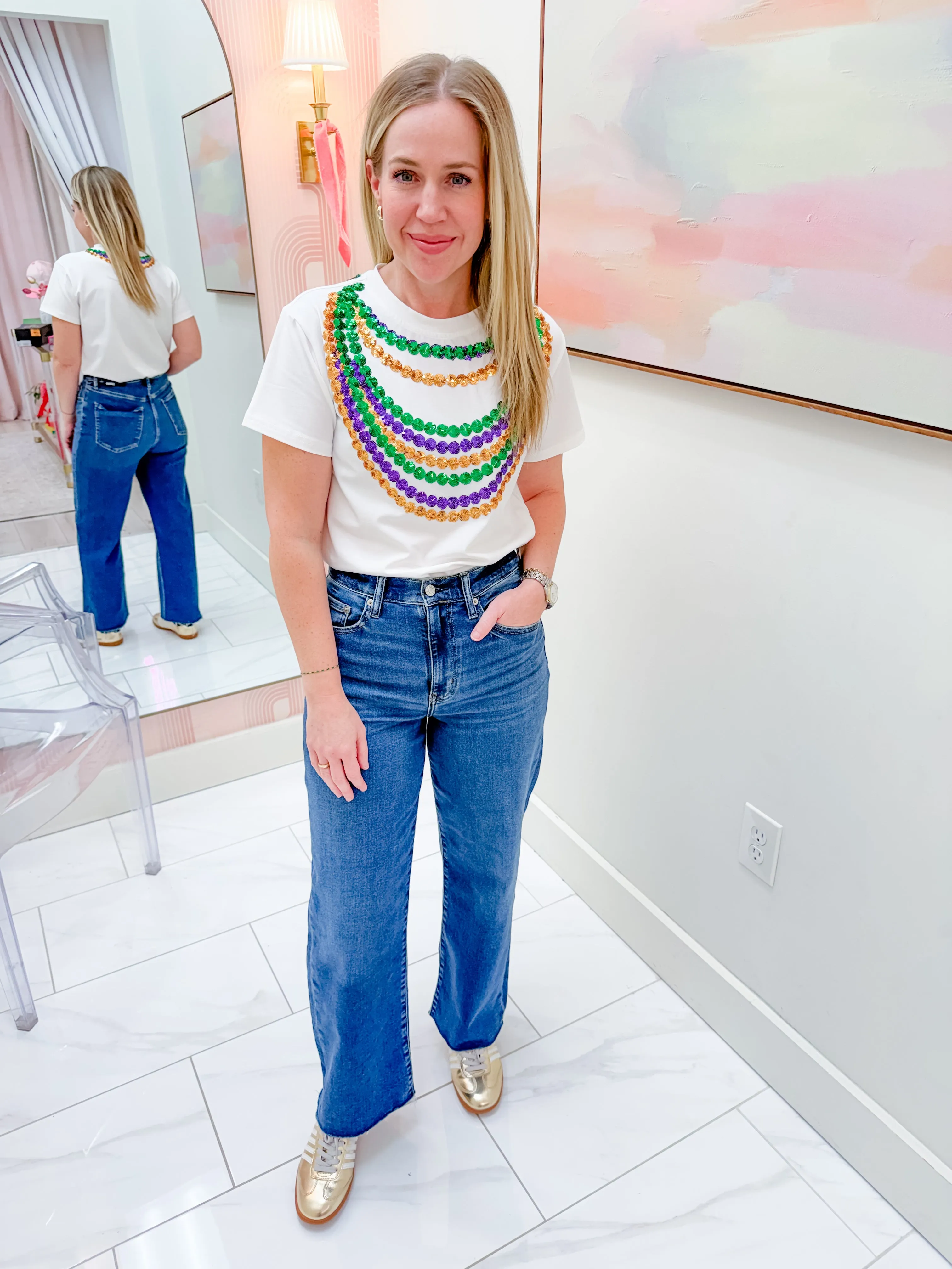 Mardi Gras Sequin Beads Tee sold by Mimosa product image thumbnail 2