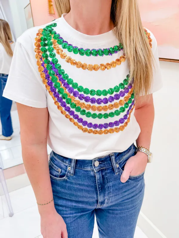 Mardi Gras Sequin Beads Tee made by Mimosa