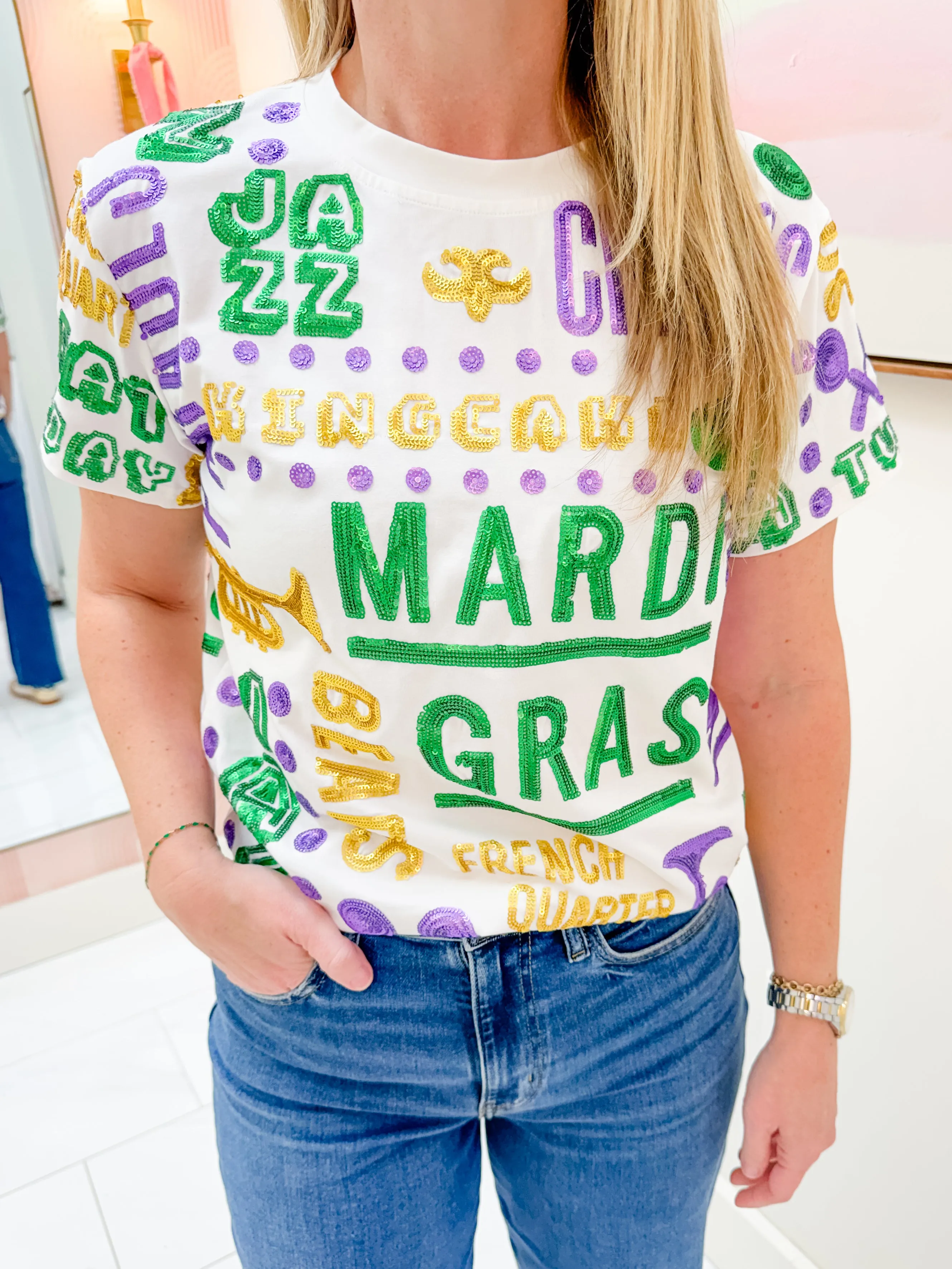 Sequin All Things Mardi Gras Tee sold by Mimosa product image thumbnail 3