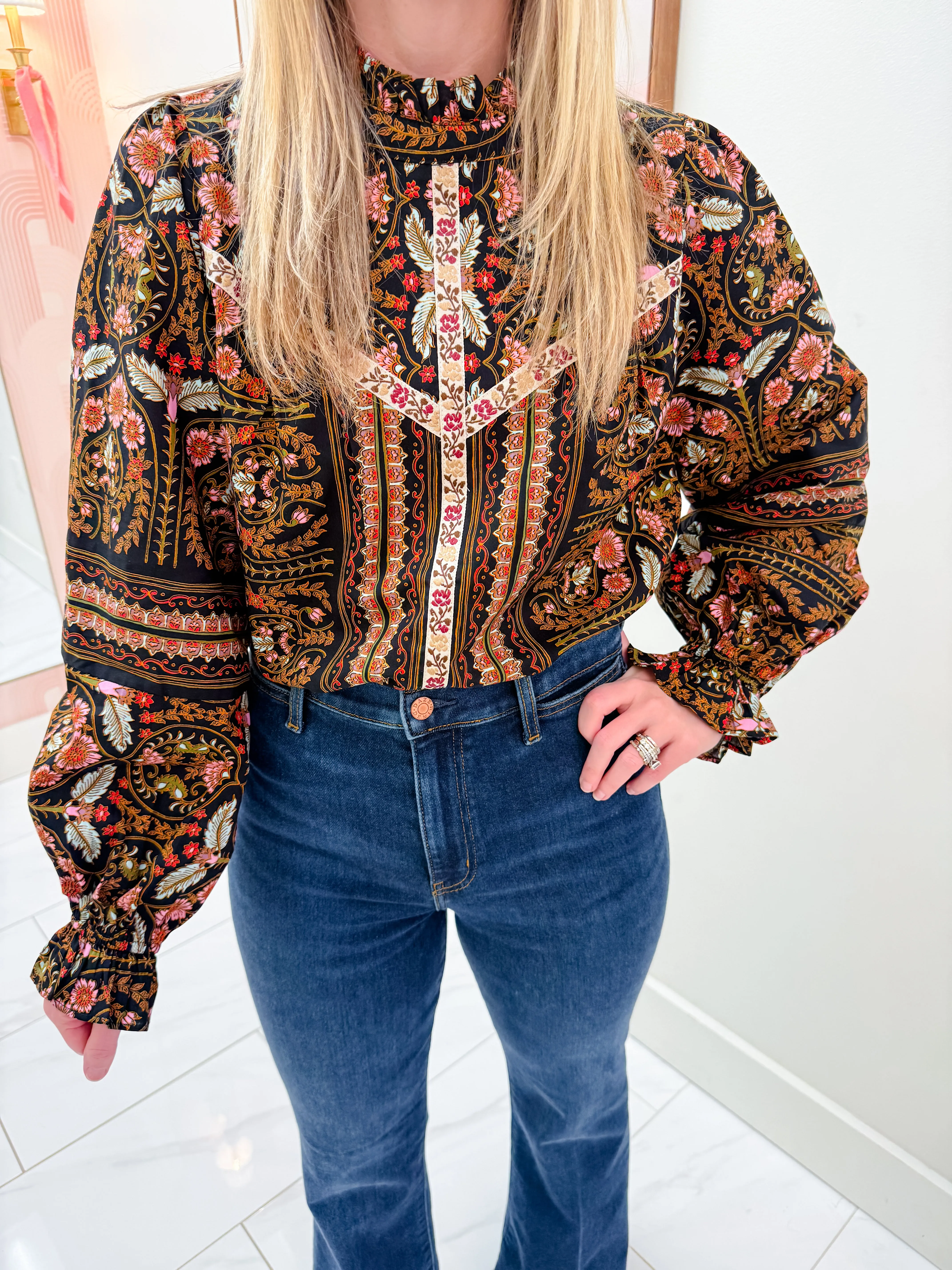 Cassidy Ruffle Floral Blouse sold by Mimosa