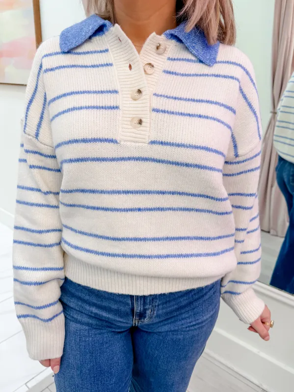Harriet Collared Stripe Sweater made by TCEC