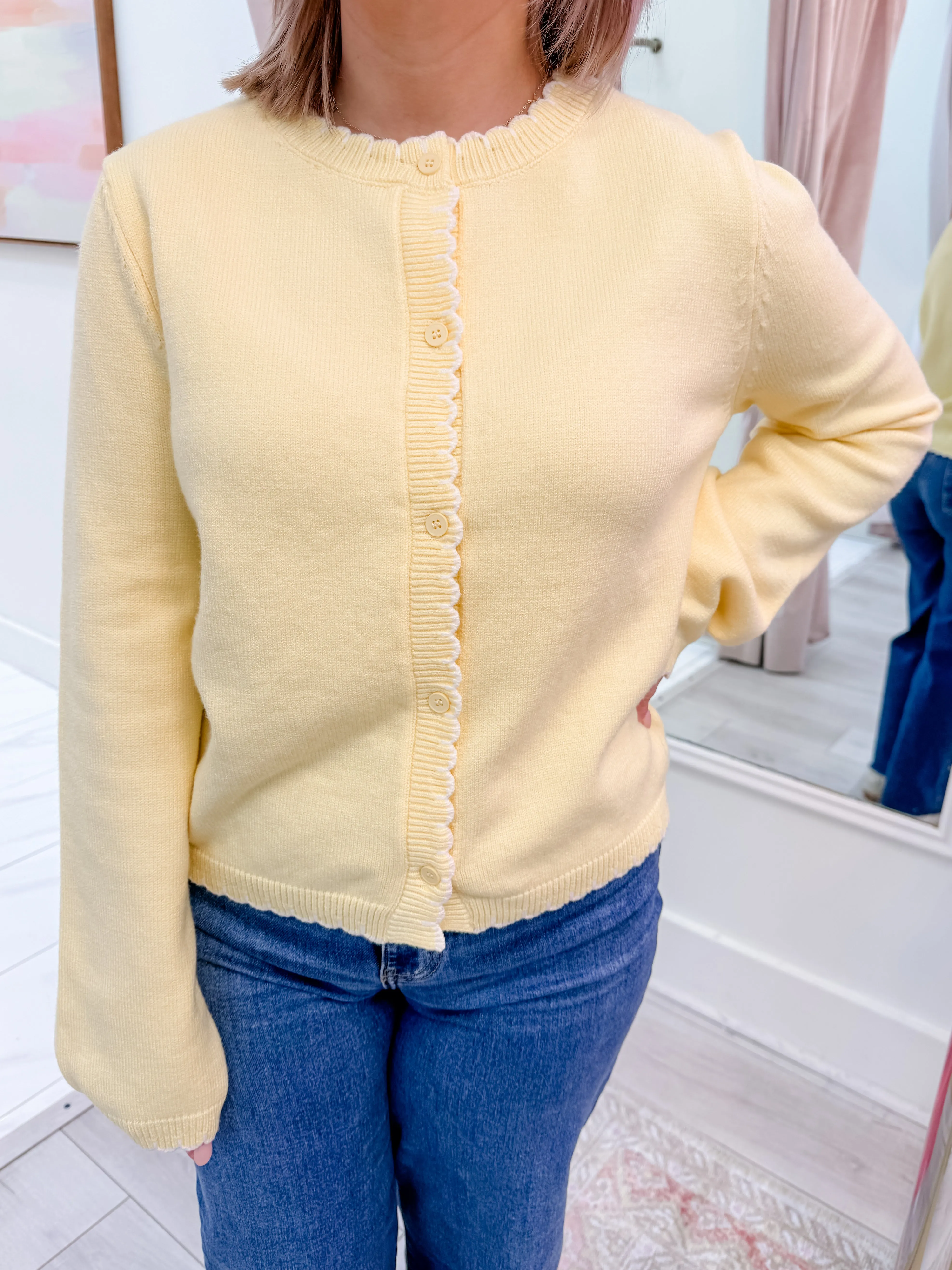 Celia Scallop Trim Cardigan sold by Mimosa product image thumbnail 2