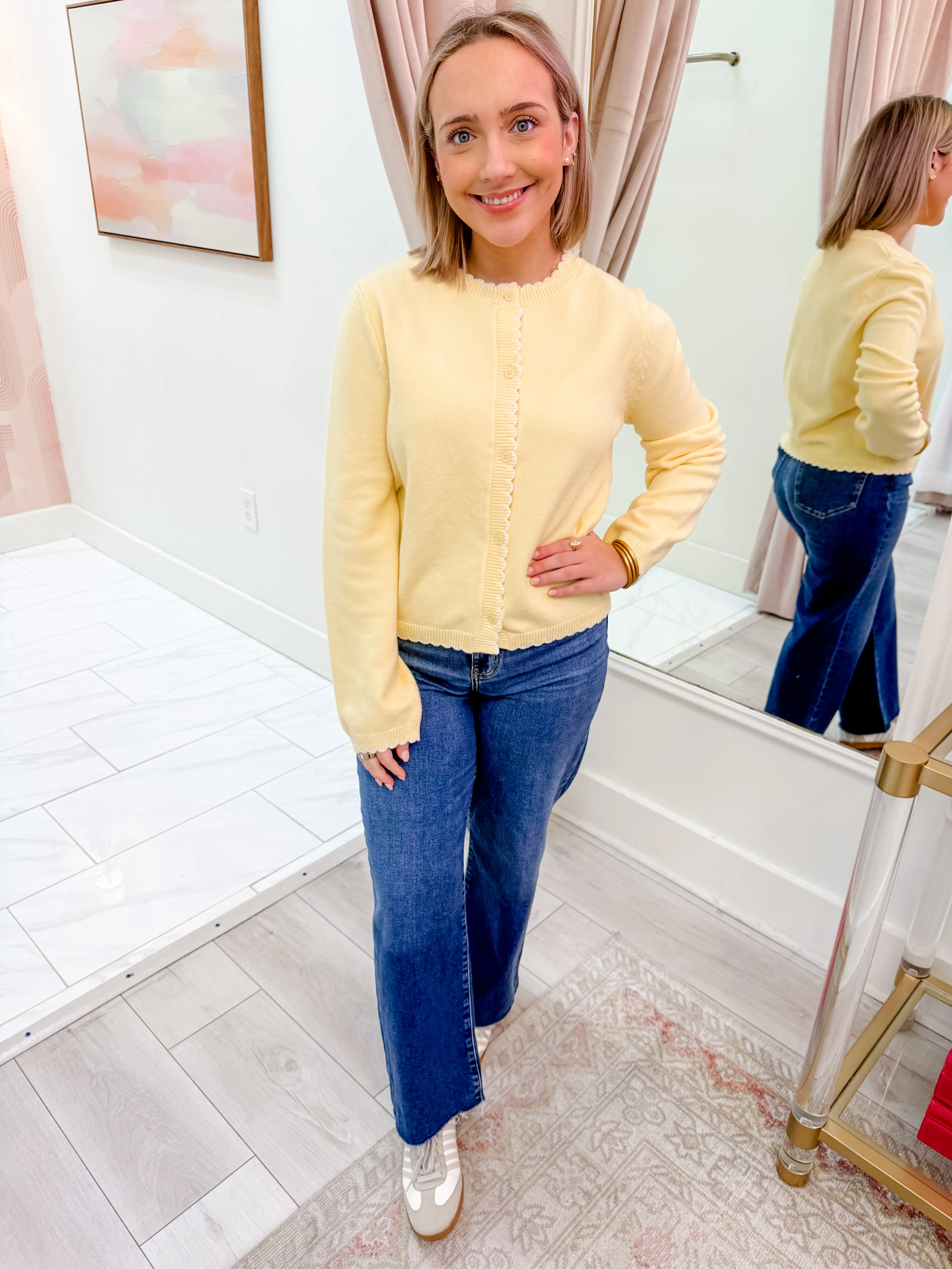 Celia Scallop Trim Cardigan sold by Mimosa