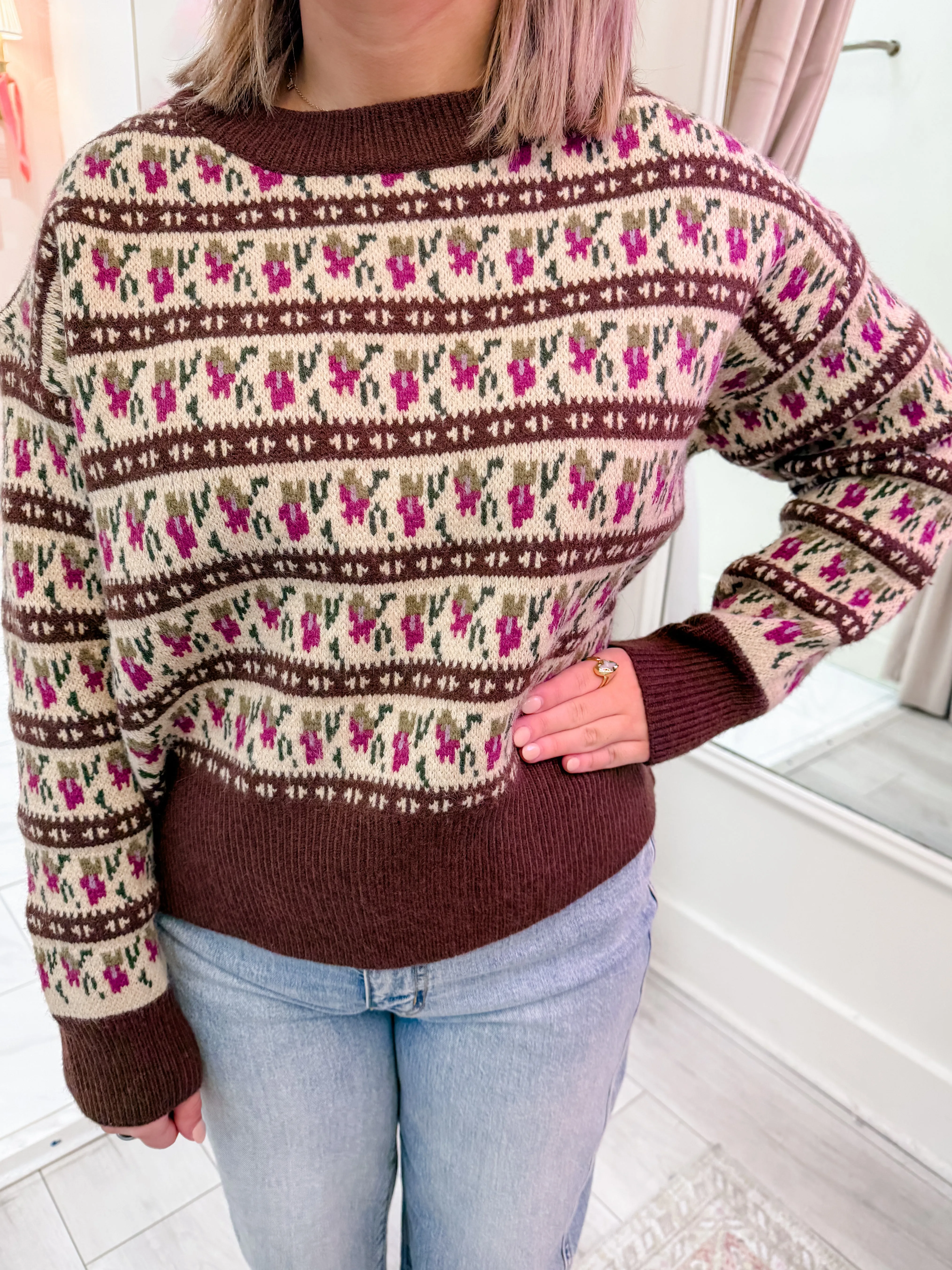 Vintage Floral Fair Isle Sweater sold by Mimosa product image thumbnail 2