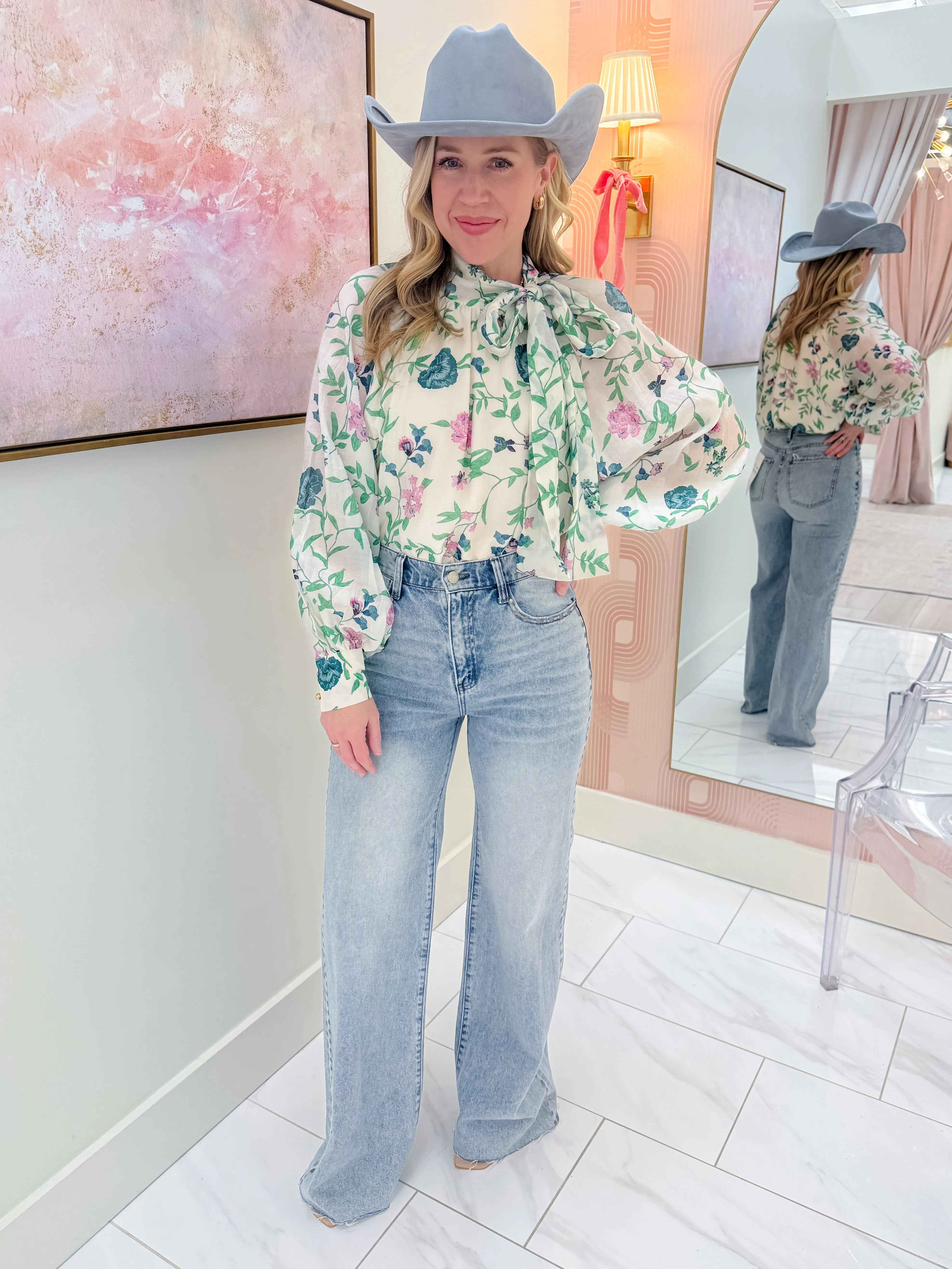 Garden Goddess Tie Neck Blouse sold by Mimosa