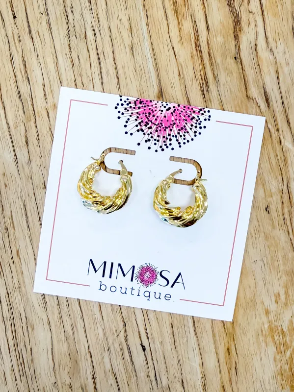 Twisted Gold Hoops made by Mimosa
