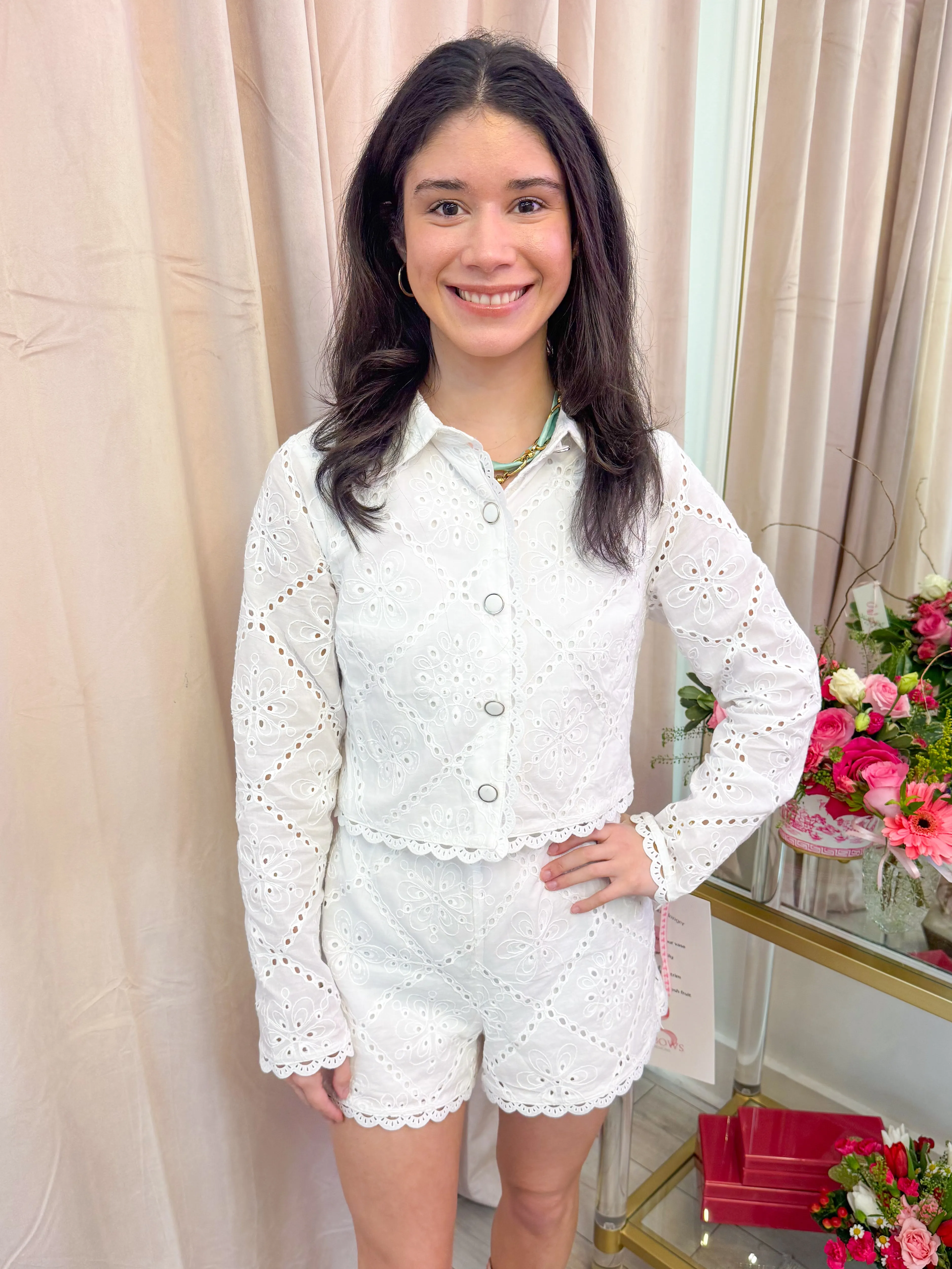 Evangeline Eyelet Button Up & Short Set sold by Mimosa product image thumbnail 2