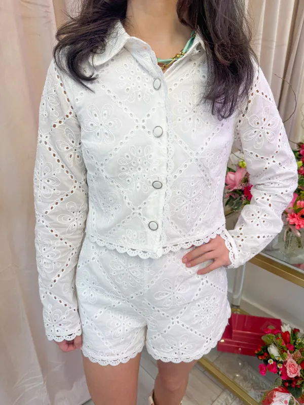 Evangeline Eyelet Button Up & Short Set made by MABLE
