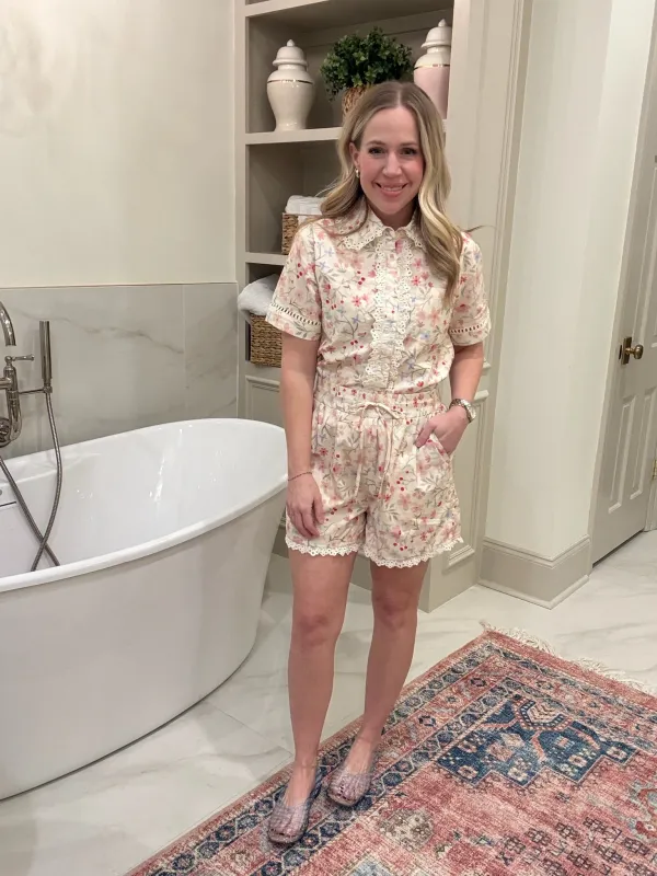 Jacinda Scallop Trim Floral Short made by Mimosa