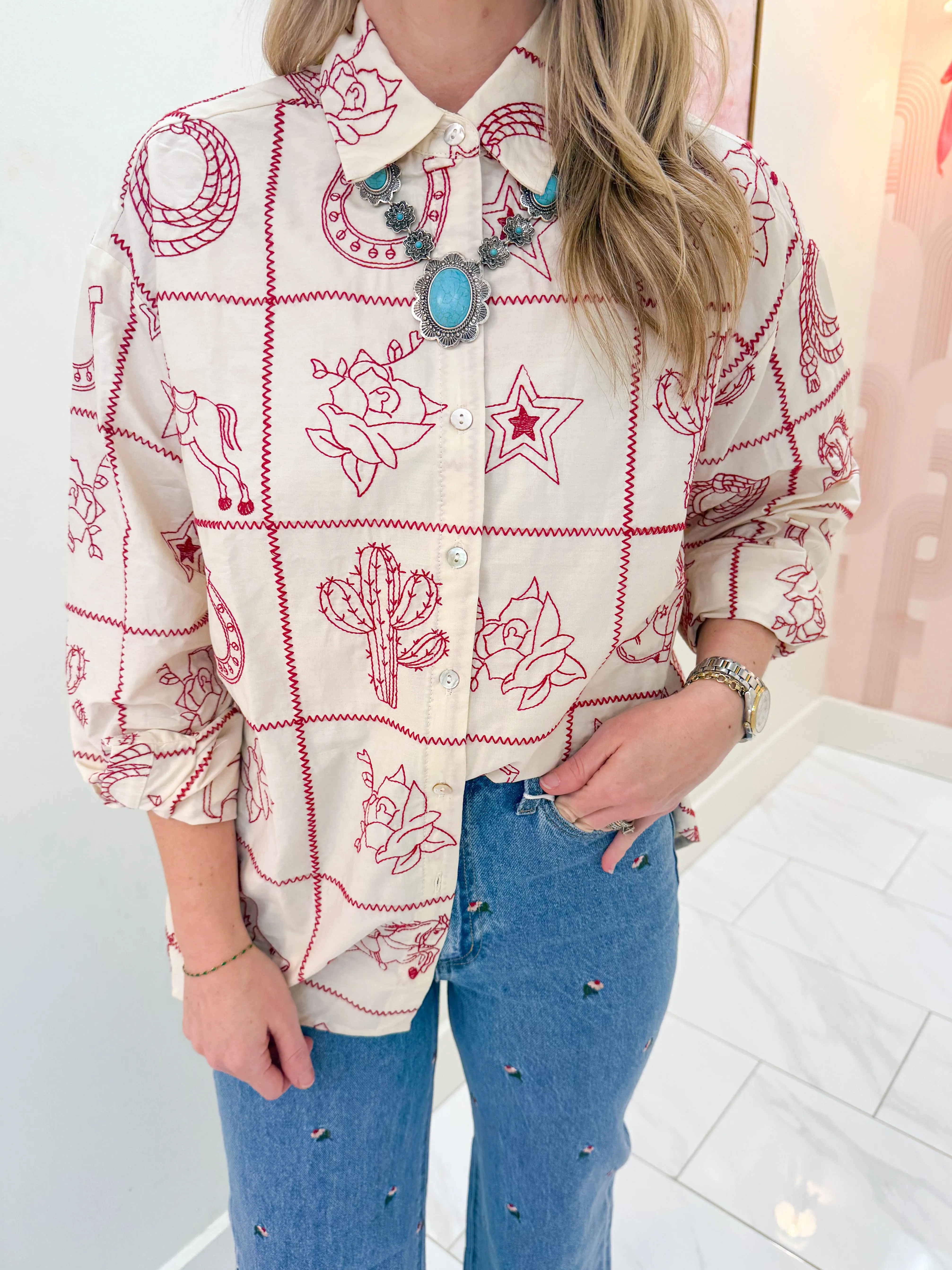 Saddle Up Button Down Blouse sold by Mimosa product image thumbnail 3