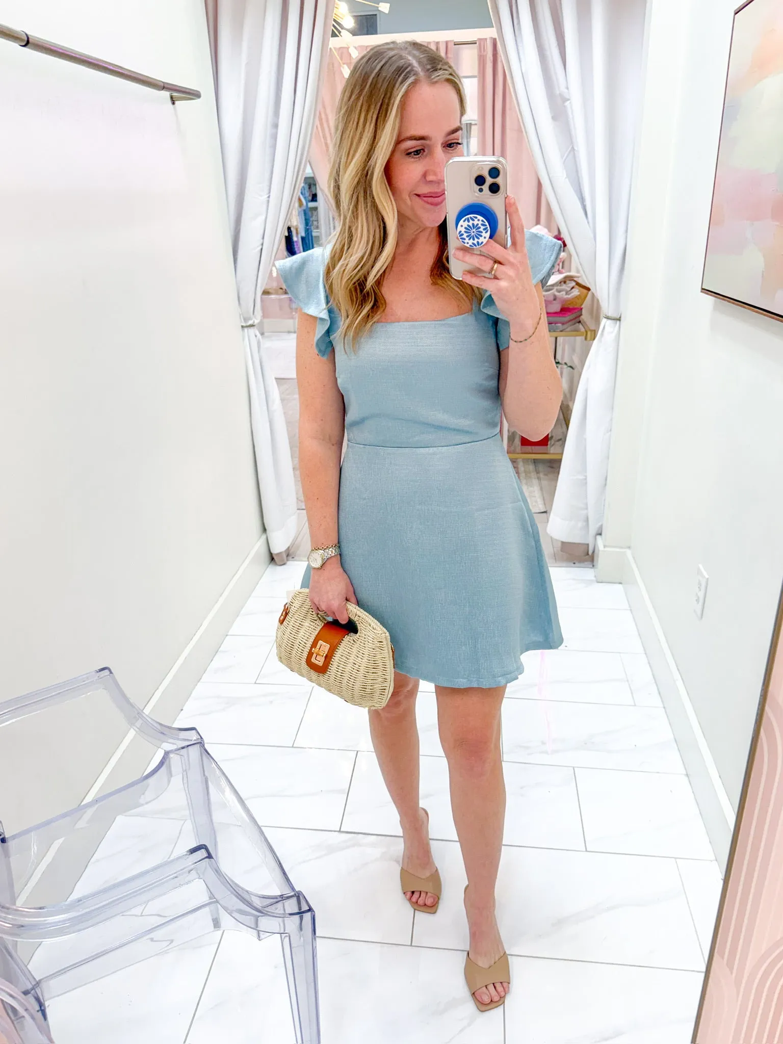 Birdie Blue Ruffled Cocktail Dress sold by Mimosa product image thumbnail 4