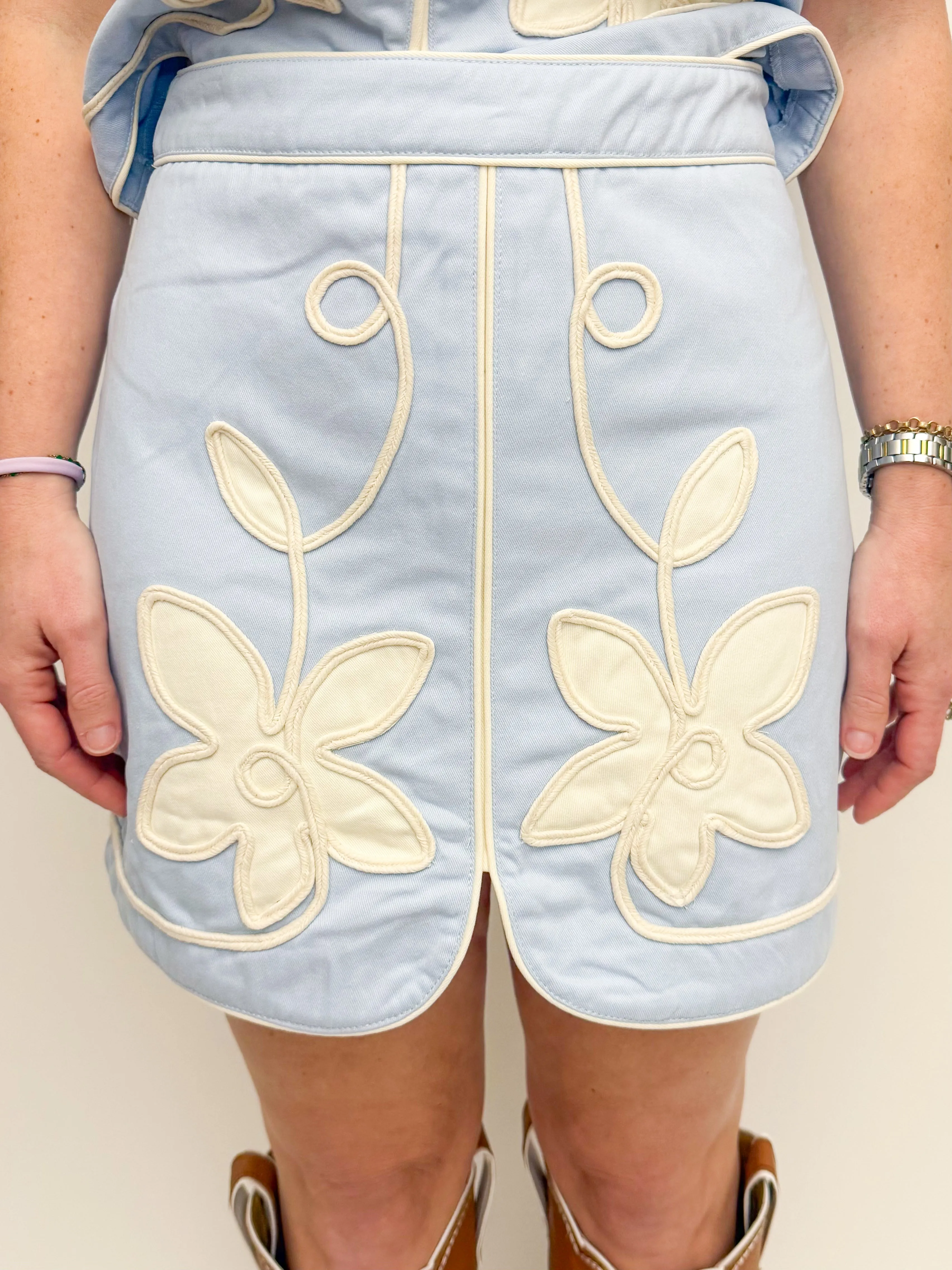 Western Wildflower Denim Skirt sold by Mimosa