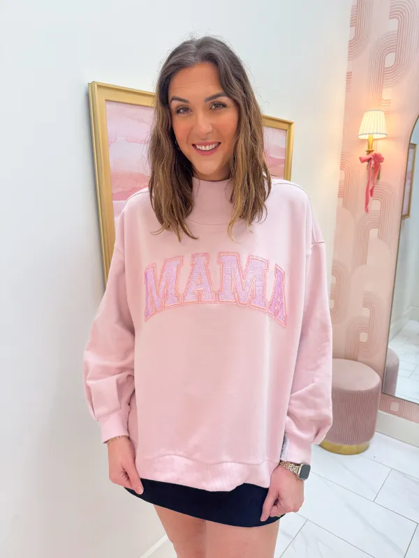 Mama Mock Neck Sweatshirt Light Pink sold by Mimosa