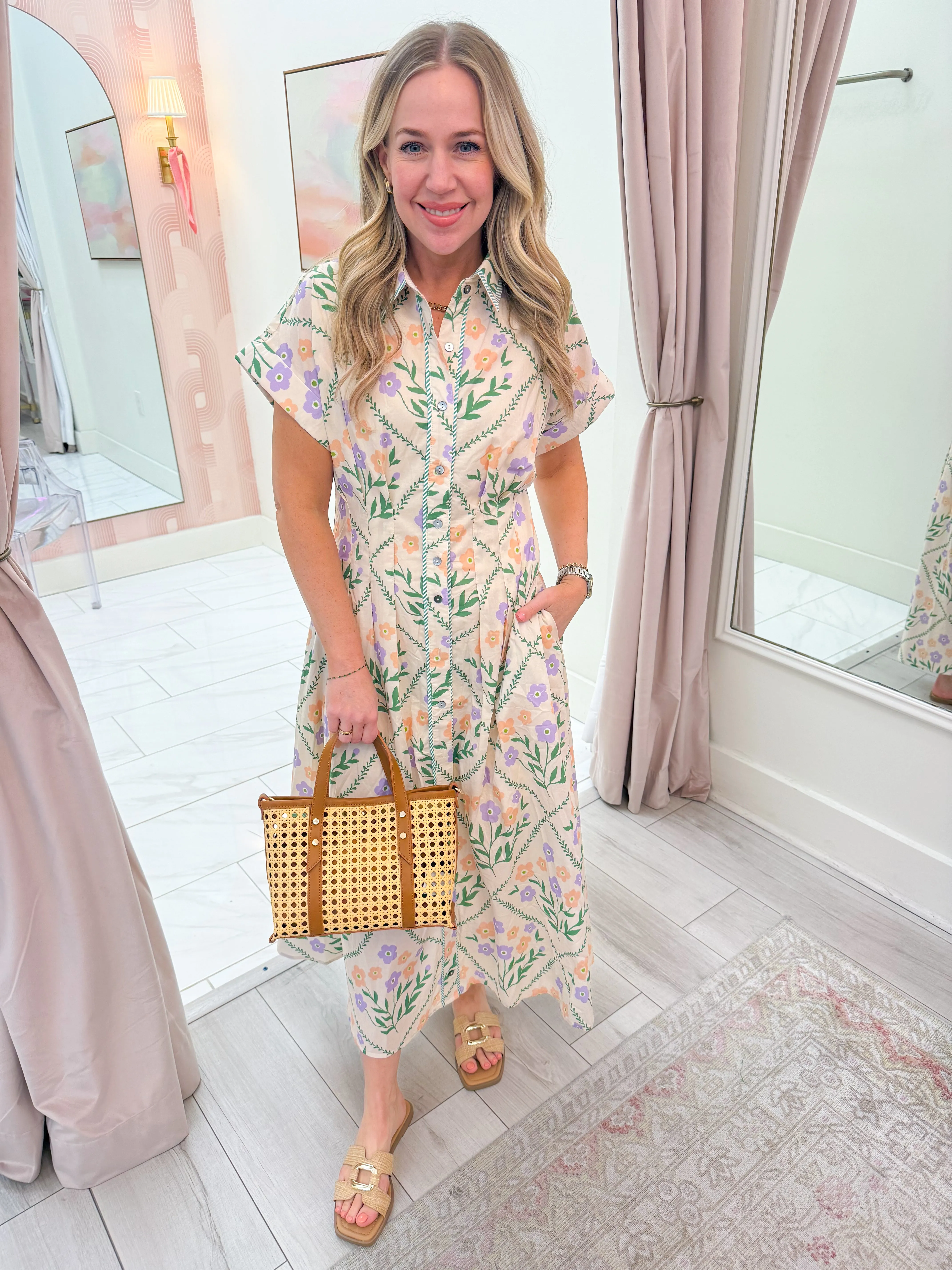 Savannah Blooms Midi Dress sold by Mimosa