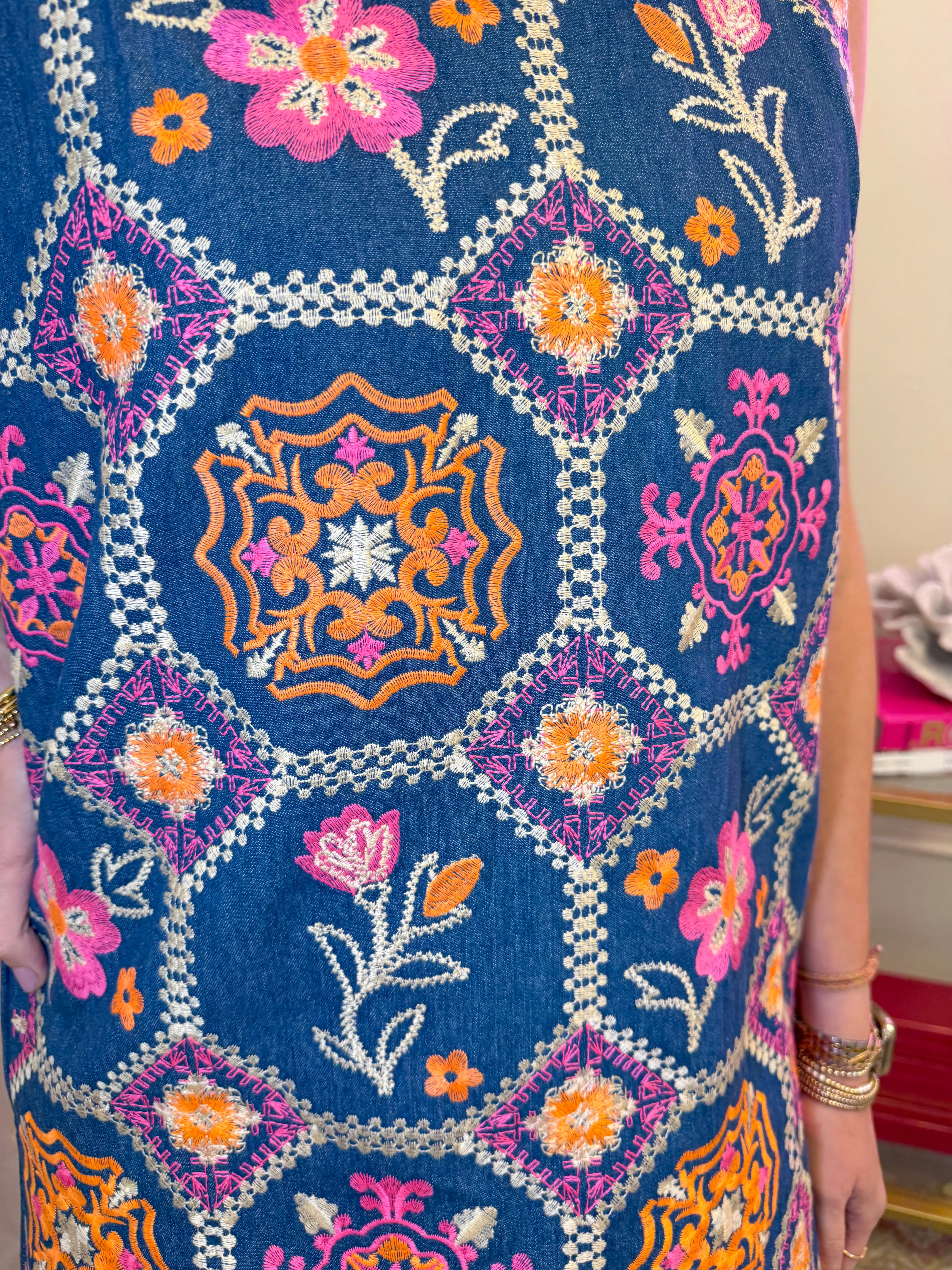 Jessa Embroidered Denim Mini Dress sold by Mimosa product image thumbnail 3