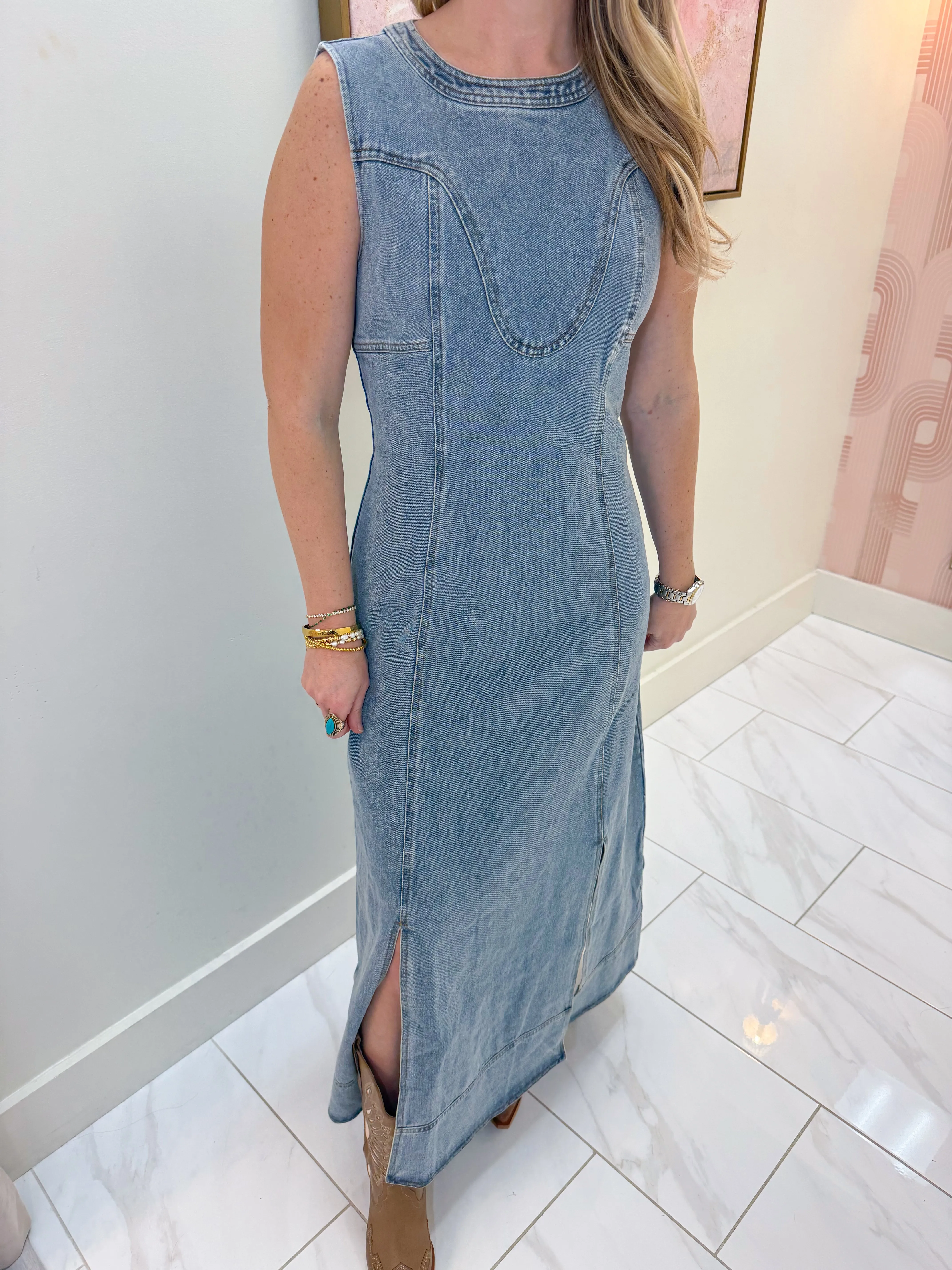Outlaw Denim Maxi Dress sold by Mimosa product image thumbnail 4