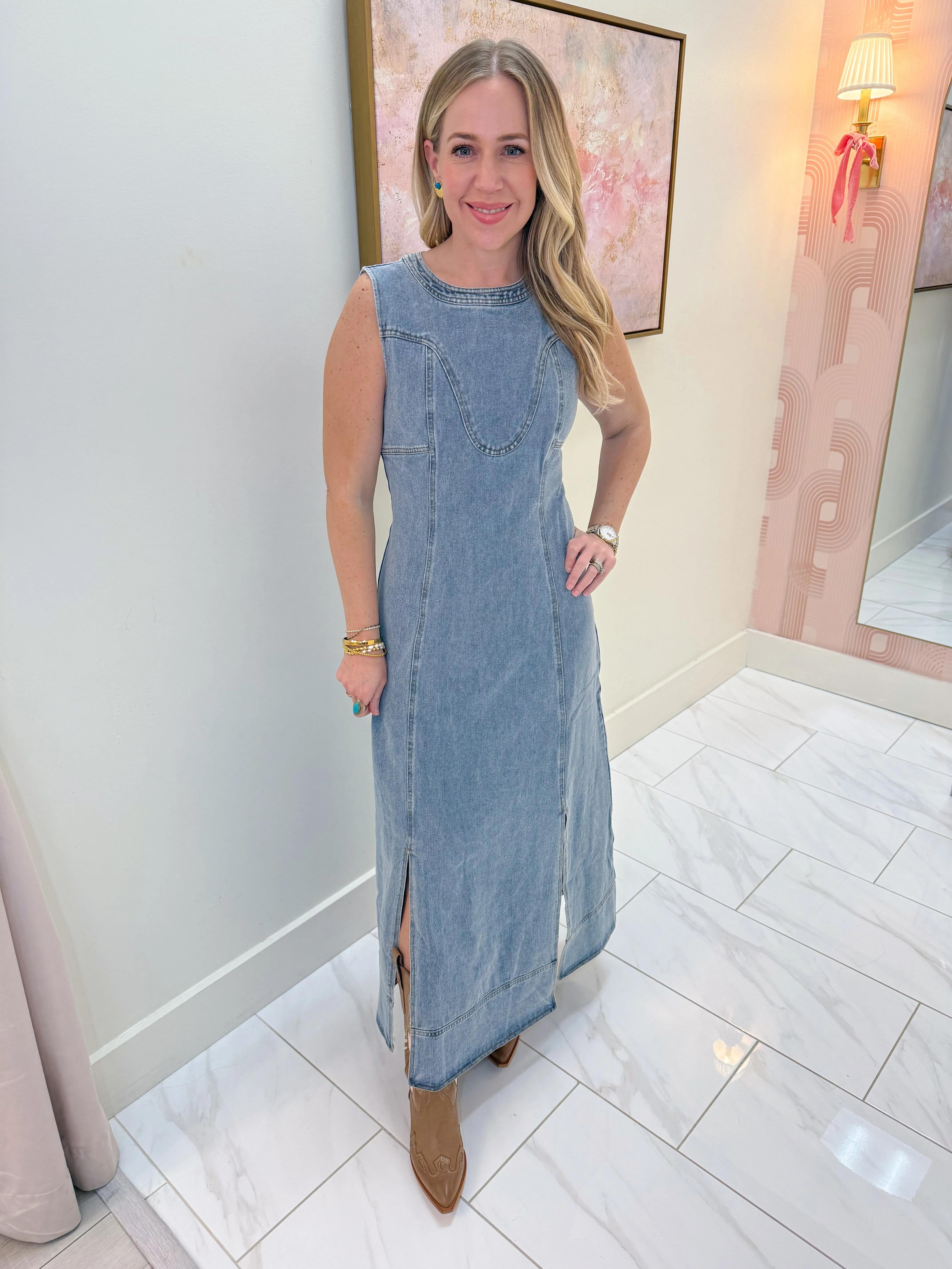 Outlaw Denim Maxi Dress sold by Mimosa product image thumbnail 5