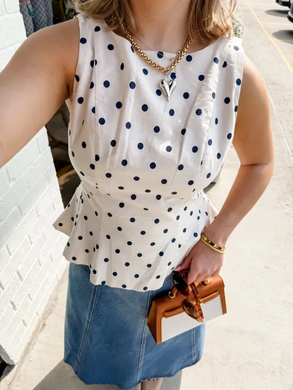 Posie Linen Polka Dot Tank made by THML
