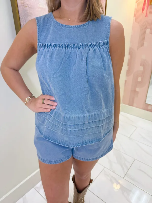 Dixie Denim Flare Tank sold by Mimosa