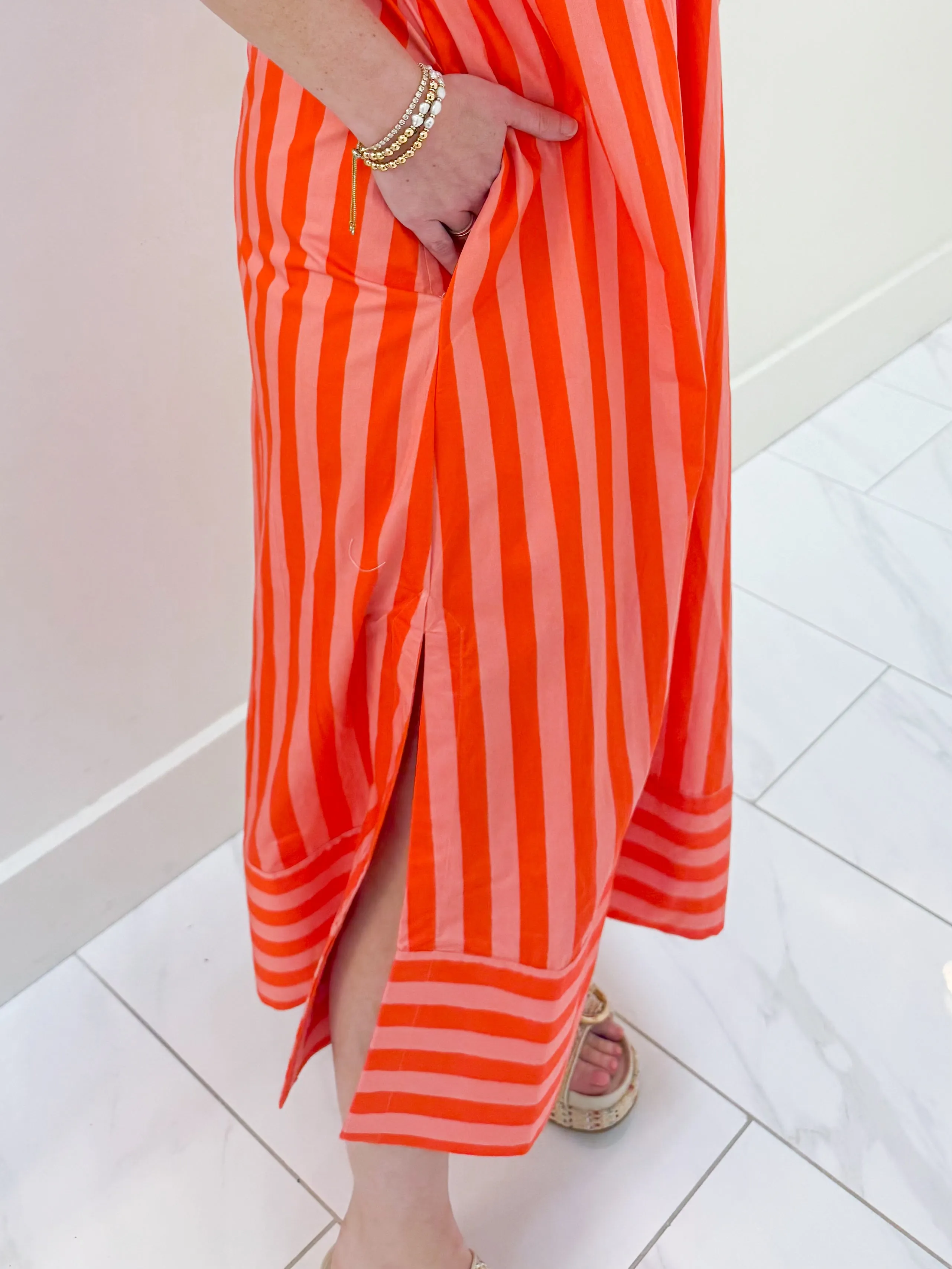 Citrus Stripe V-neck Signature Maxi Dress sold by Mimosa product image thumbnail 3