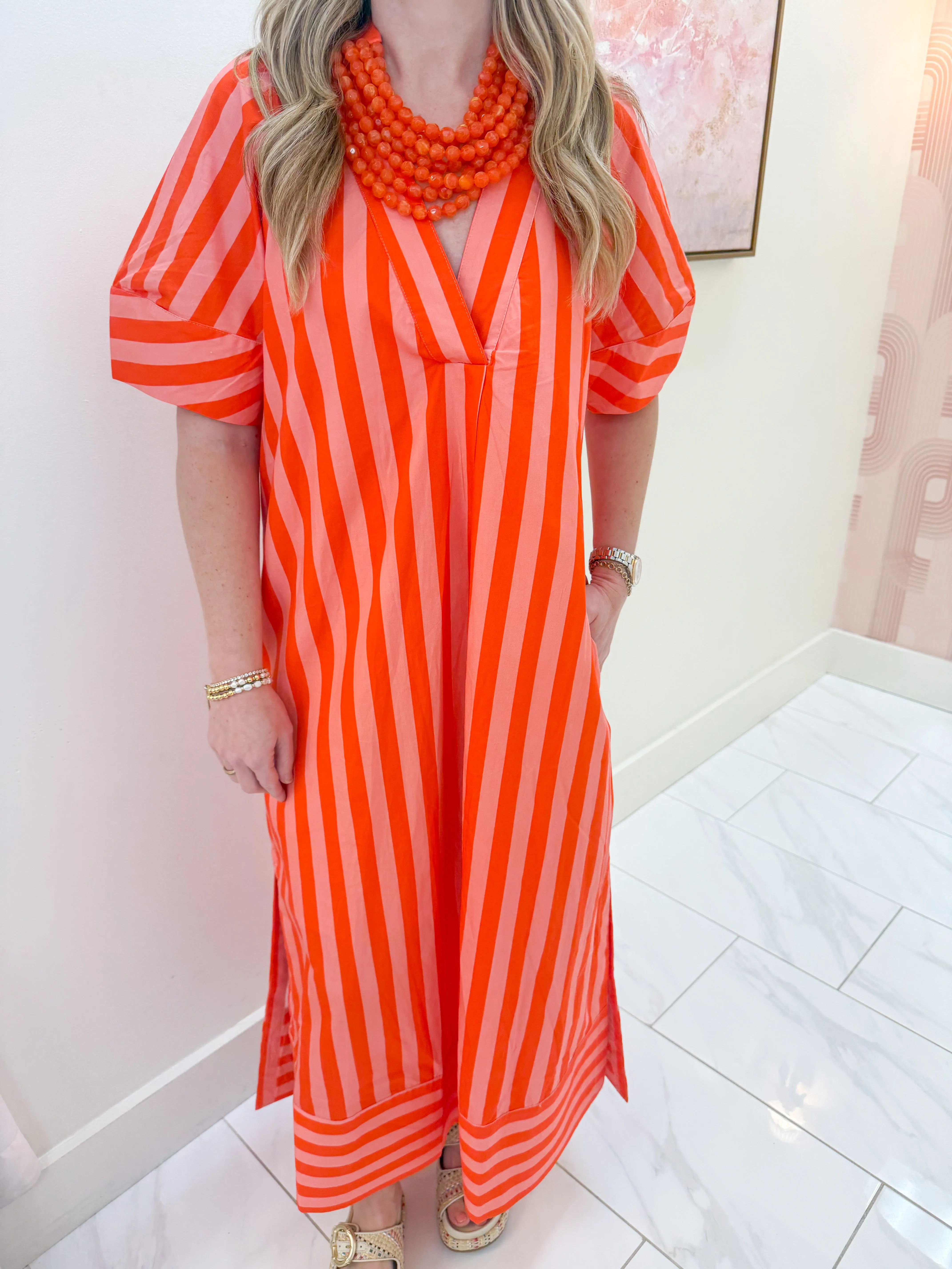 Citrus Stripe V-neck Signature Maxi Dress sold by Mimosa product image thumbnail 2