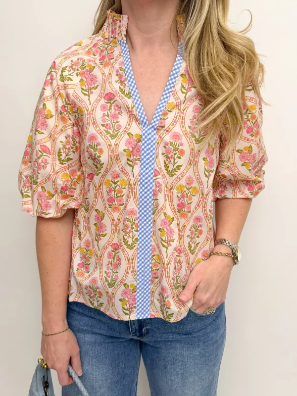 Constance Floral Bubble Sleeve Blouse made by THML